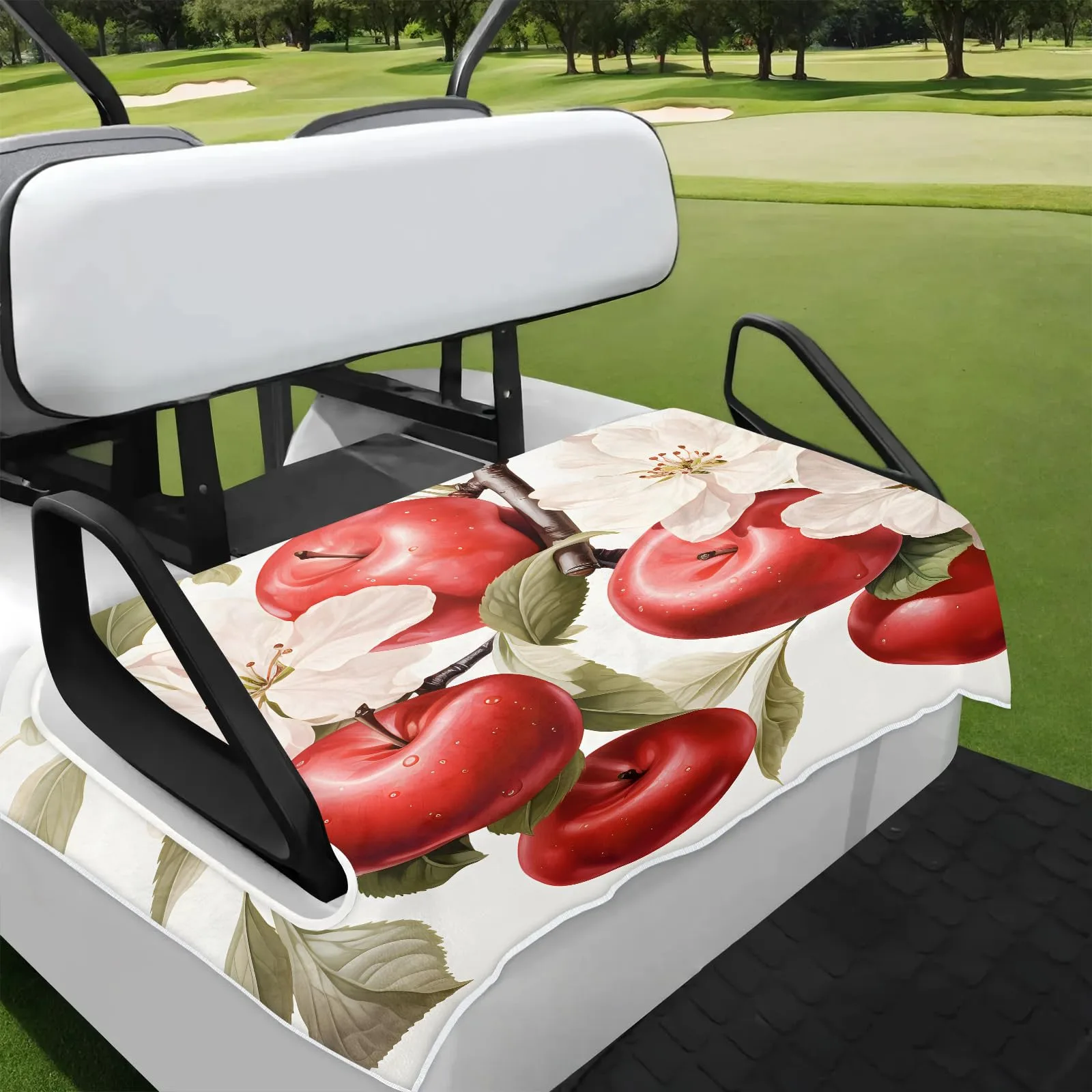 Tiveruda Apple Flower Golf Cart Seat Cover, 51 x 31 in