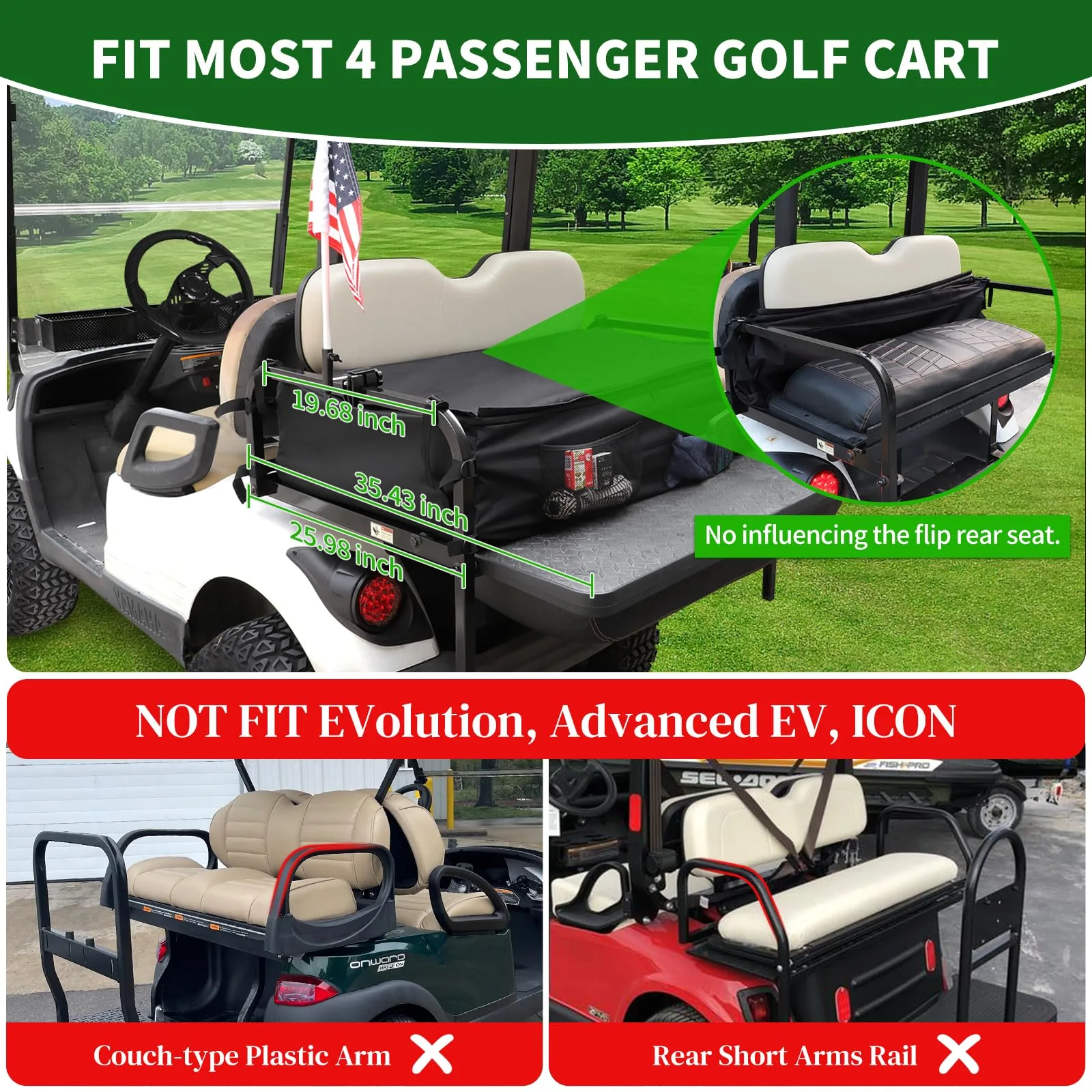 Cartalia 4-Passenger Golf Cart Rear Seat Storage Bag image 2