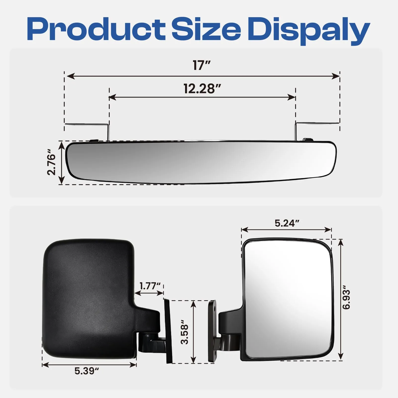 faranzee GSM-Y001 Folding Side & Panoramic Rear View Mirror Kit image 4