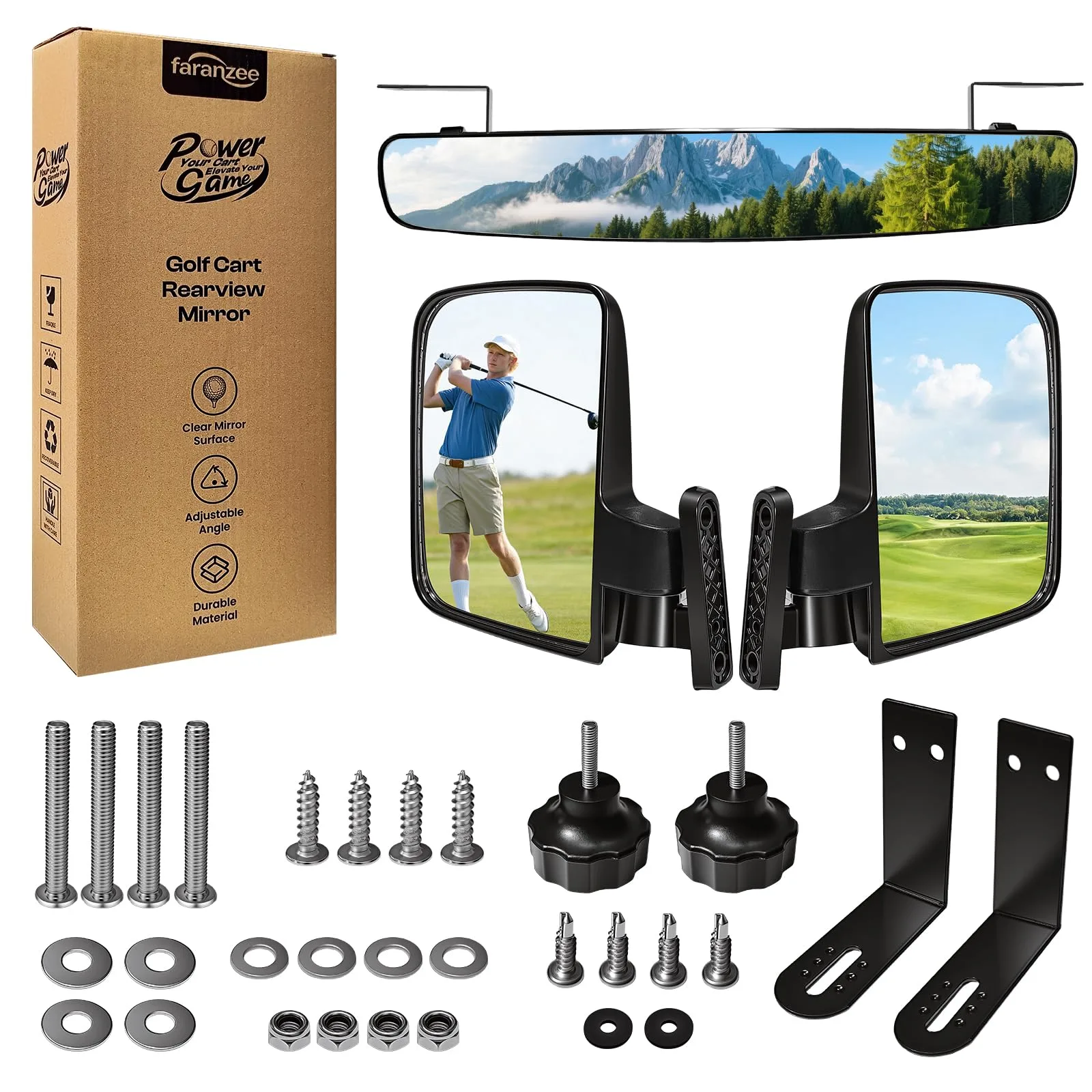 faranzee GSM-Y001 Folding Side & Panoramic Rear View Mirror Kit