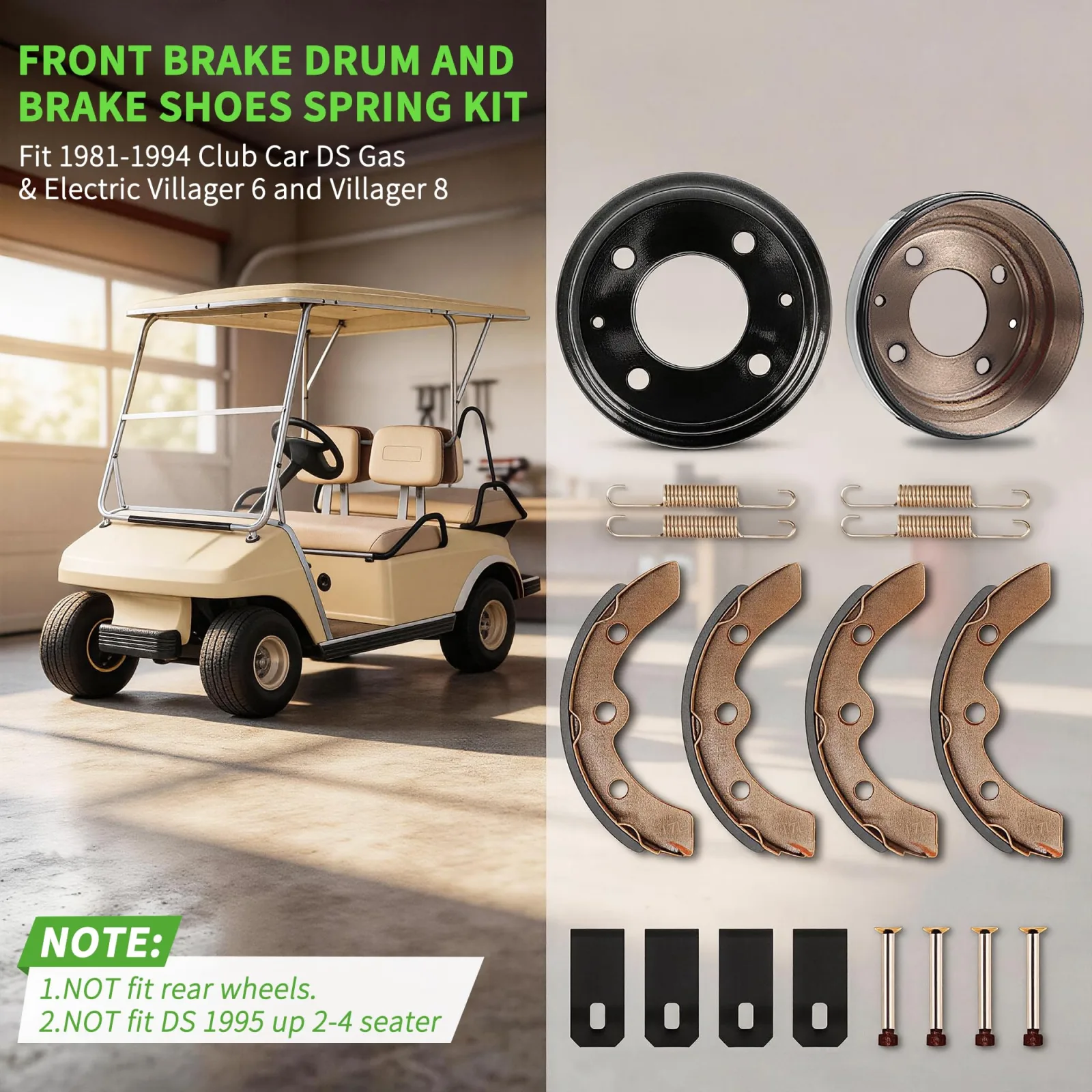 10L0L Club Car DS Front Brake Repair Kit 1981-1994 image 2
