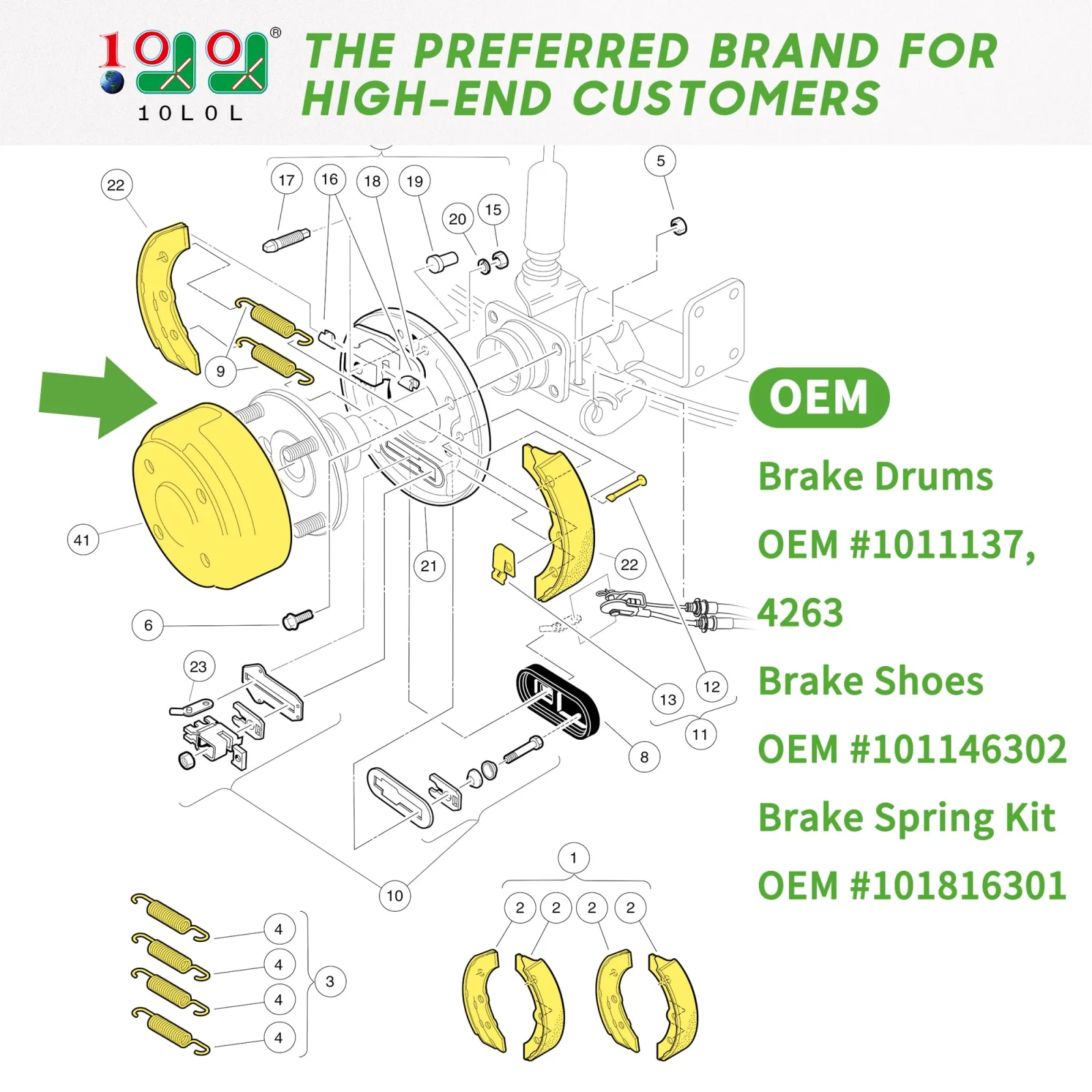 10L0L Club Car DS Front Brake Repair Kit 1981-1994 image 3