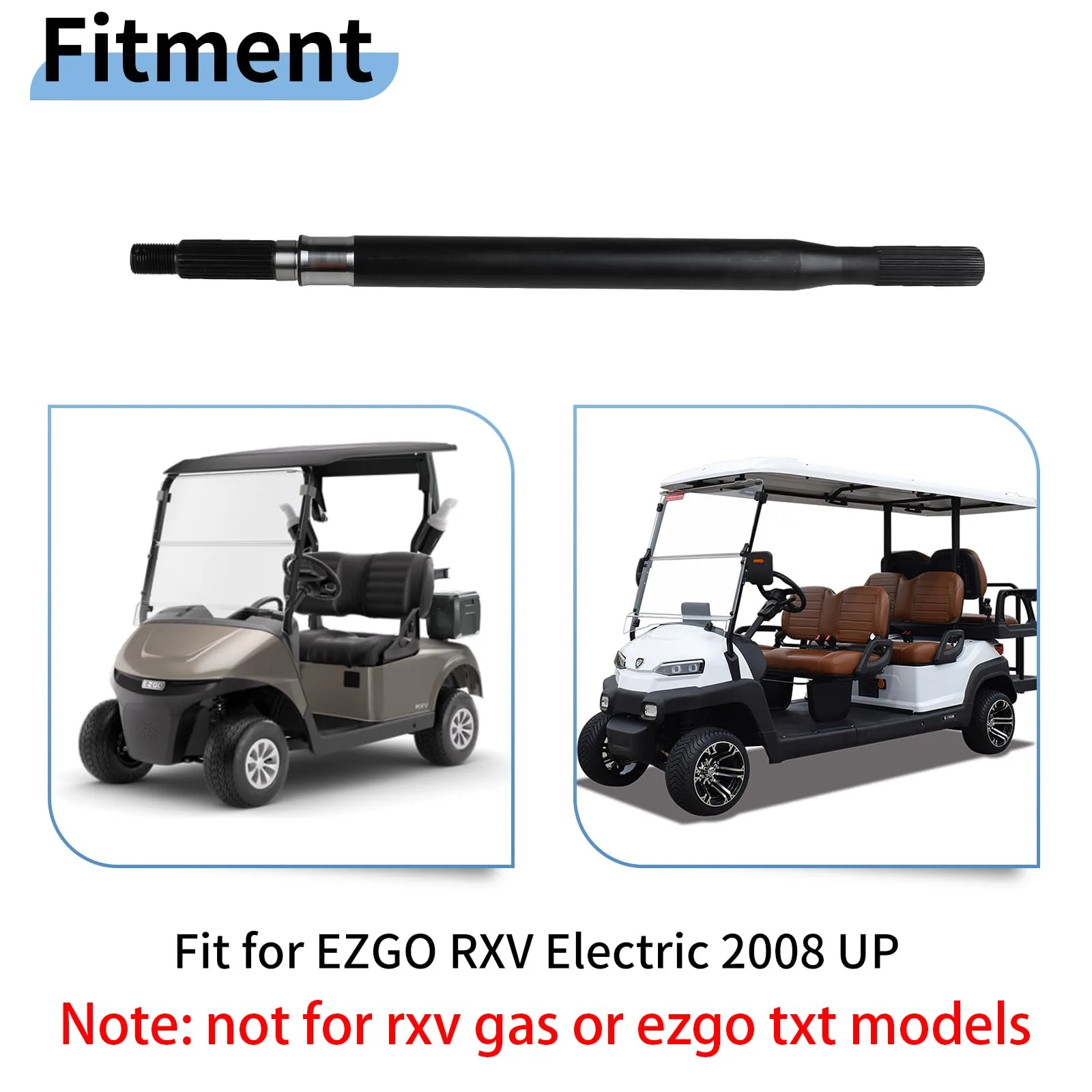 EvTok Rear Axle Shaft Kit for E-Z-G-O RXV Electric Golf Cart image 3