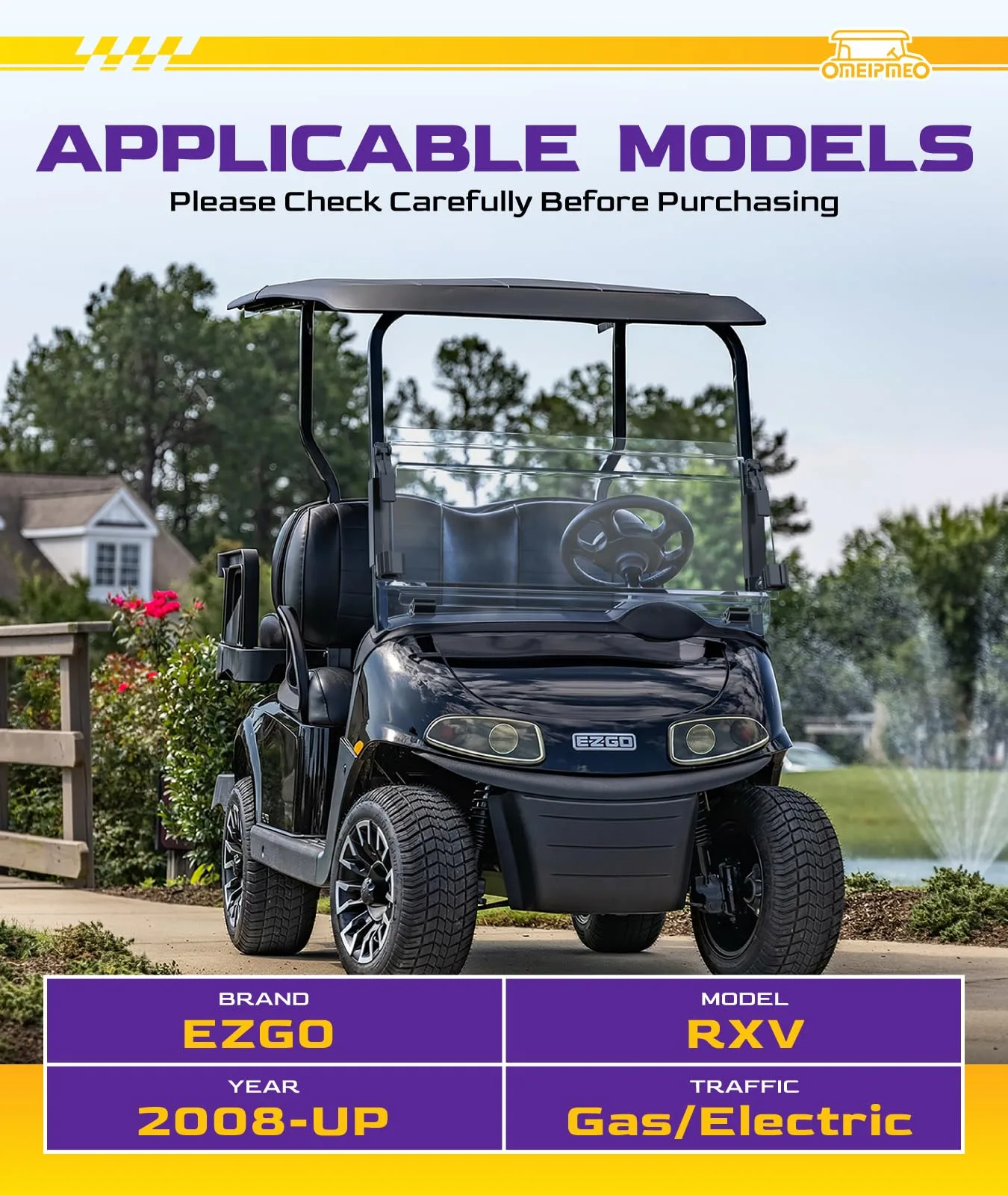 OMEIPMEO Foldable Windshield for E-Z-GO RXV 2008+ image 3