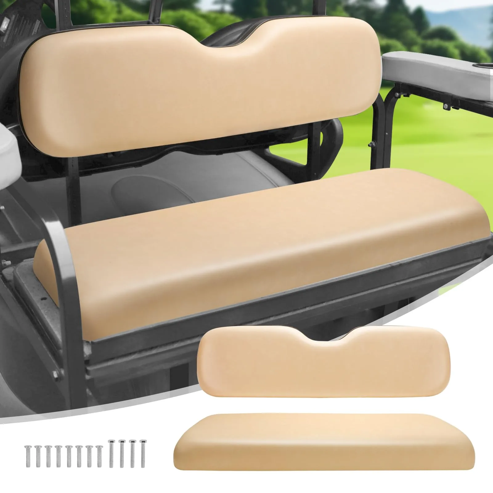 Roykaw Golf Cart Rear Flip Seat Cushions, Buff