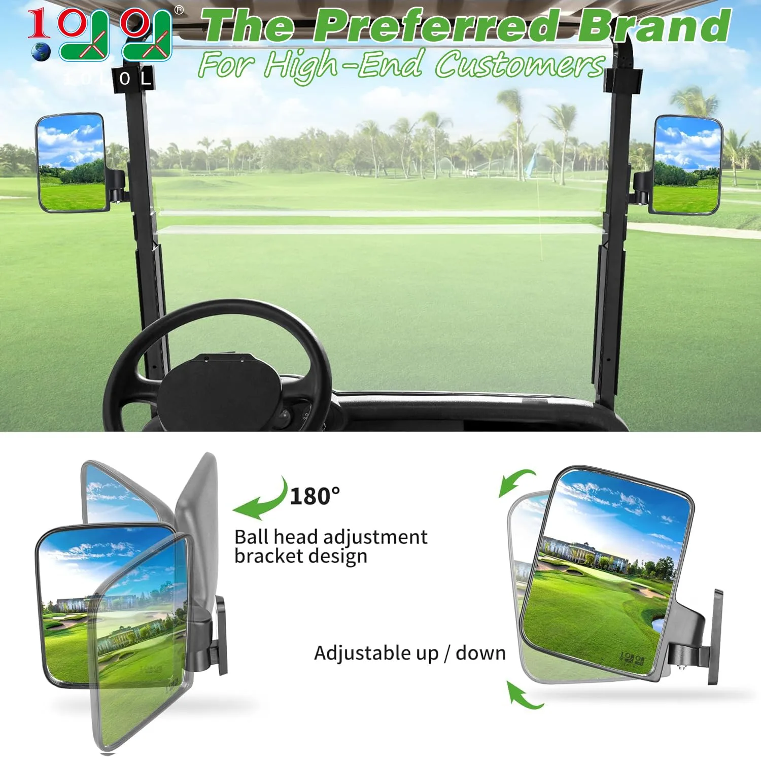 10L0L Golf Cart Side View Mirrors for Yamaha, E-Z-GO & Club Car image 2