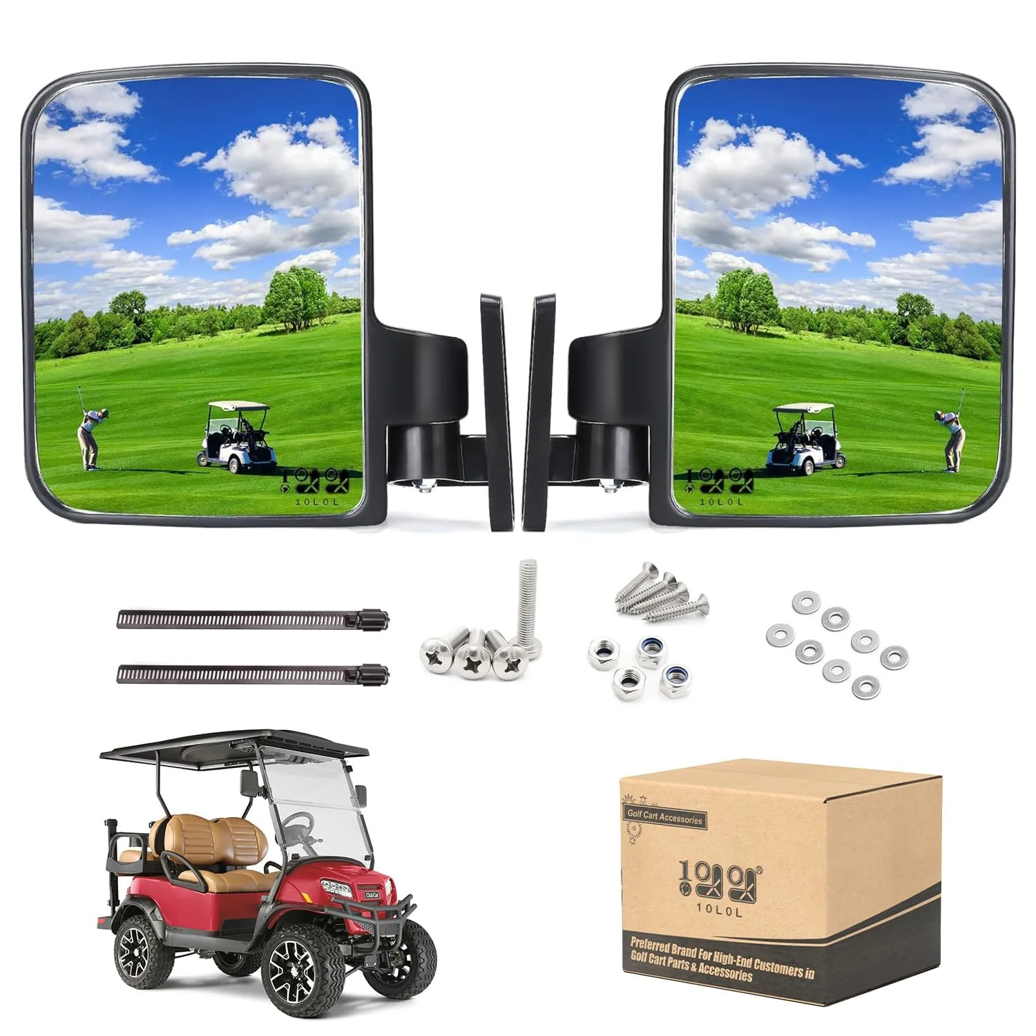 10L0L Golf Cart Side View Mirrors for Yamaha, E-Z-GO & Club Car