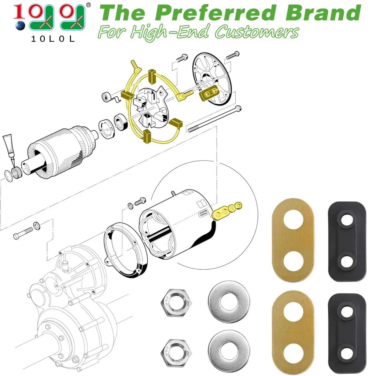10L0L Golf Cart Motor Brush Shim Kit for Club Car and Yamaha image 2