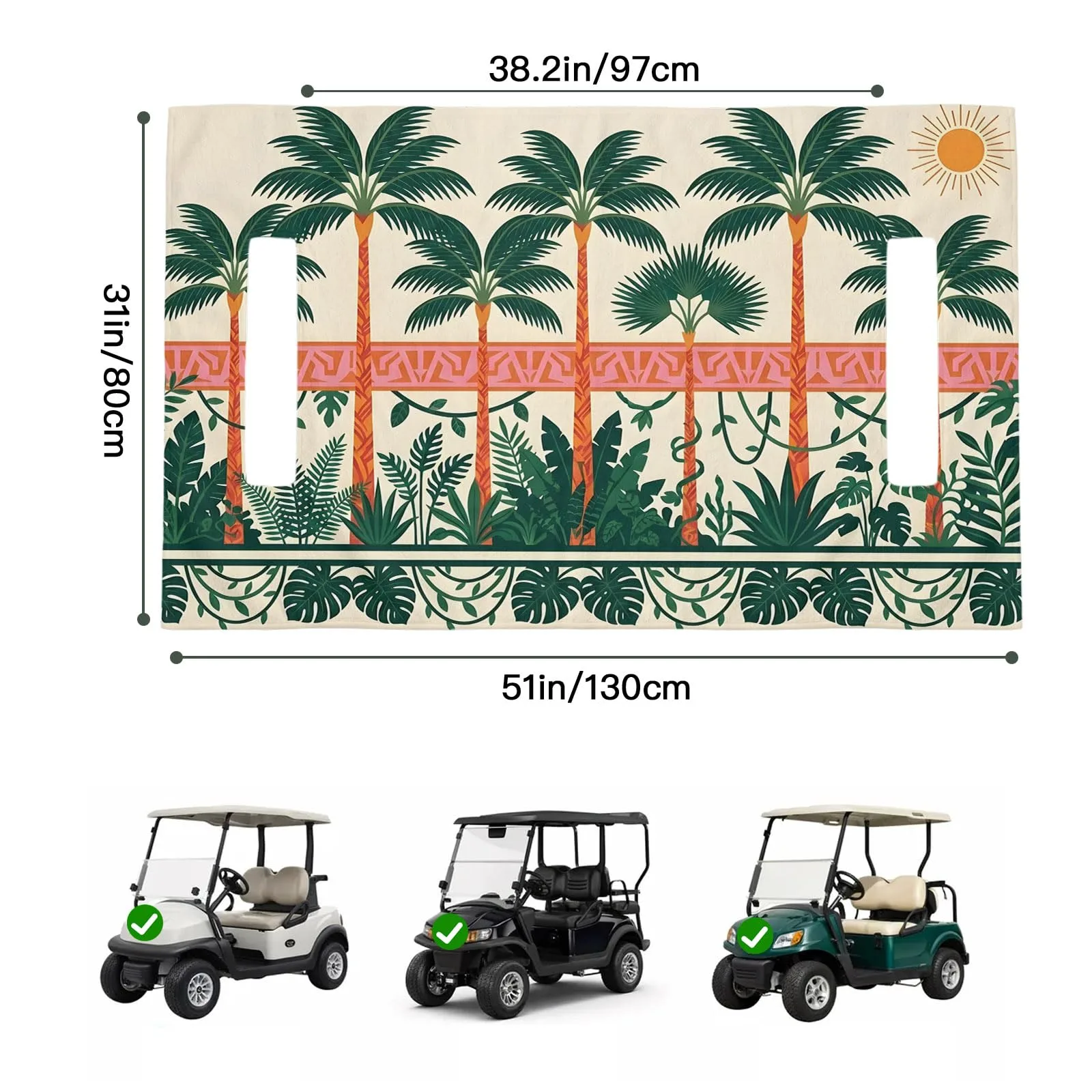 Trosturdspn 51" x 31" Palm Trees Microfiber Golf Cart Seat Towel/Cover image 2