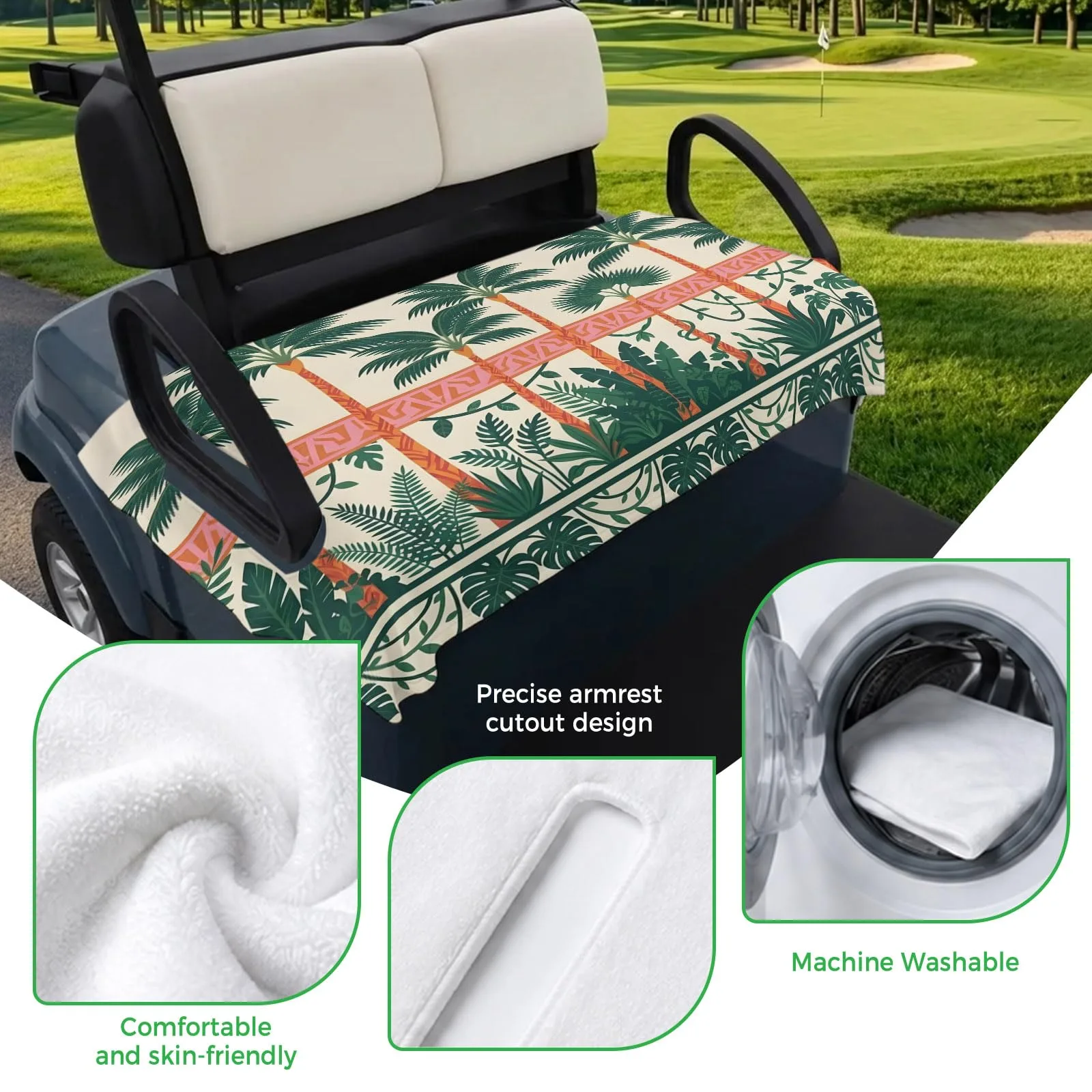 Trosturdspn 51" x 31" Palm Trees Microfiber Golf Cart Seat Towel/Cover image 3