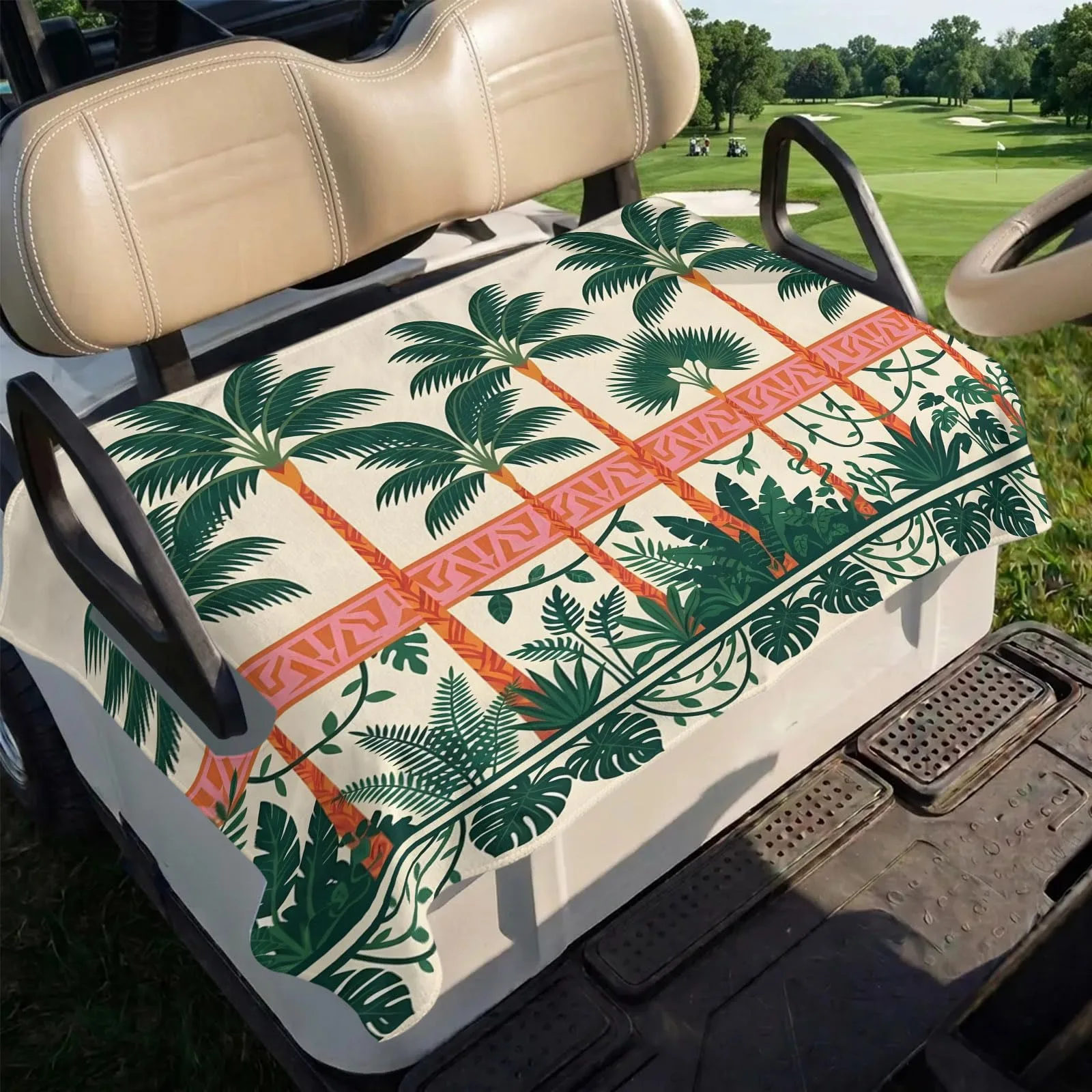 Trosturdspn 51" x 31" Palm Trees Microfiber Golf Cart Seat Towel/Cover image 4
