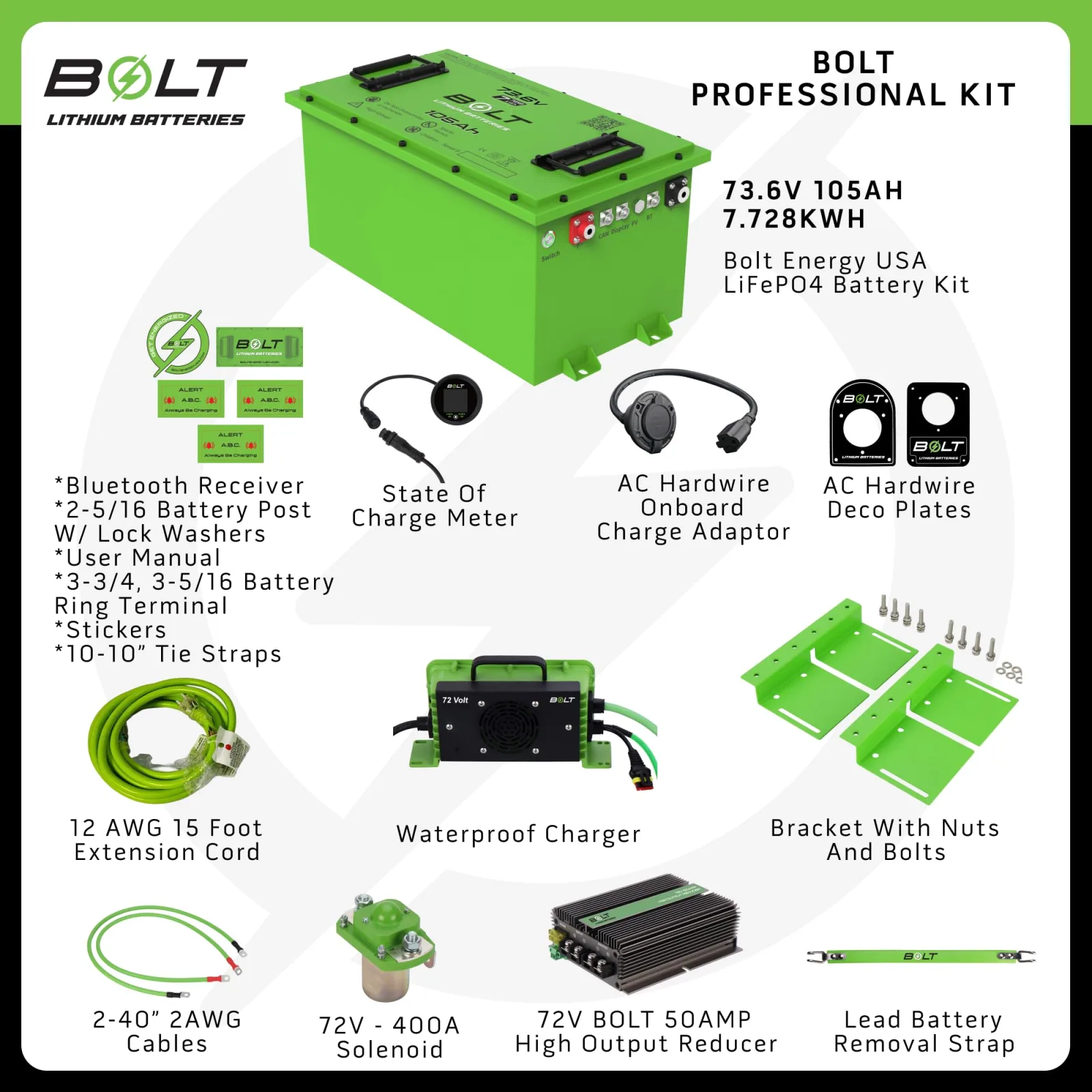 Bolt Energy USA 73.6V 105AH LiFePO4 Golf Cart Battery — 33-305HP image 2