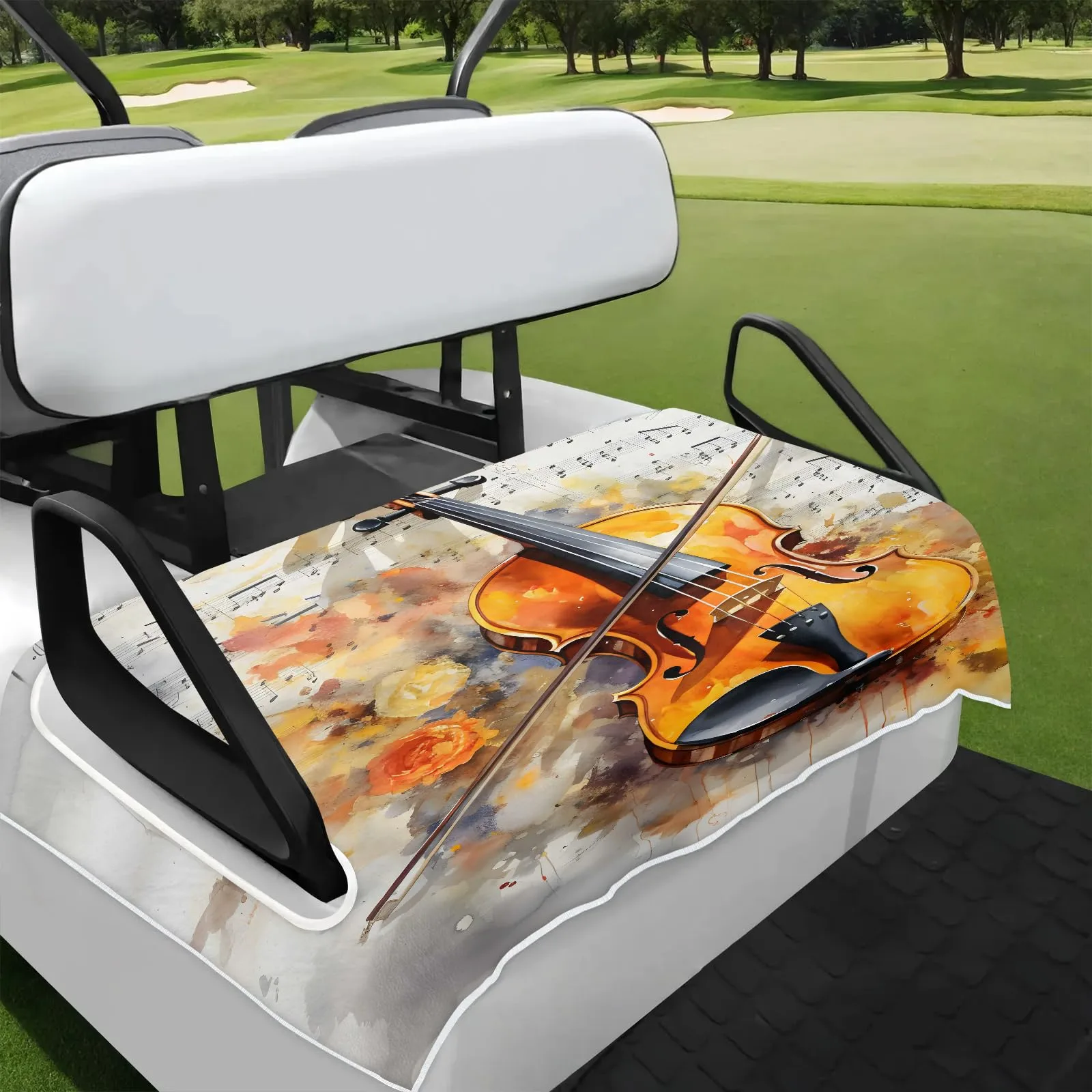 Tiveruda Vintage Violin Golf Cart Seat Cover 51 x 31 in
