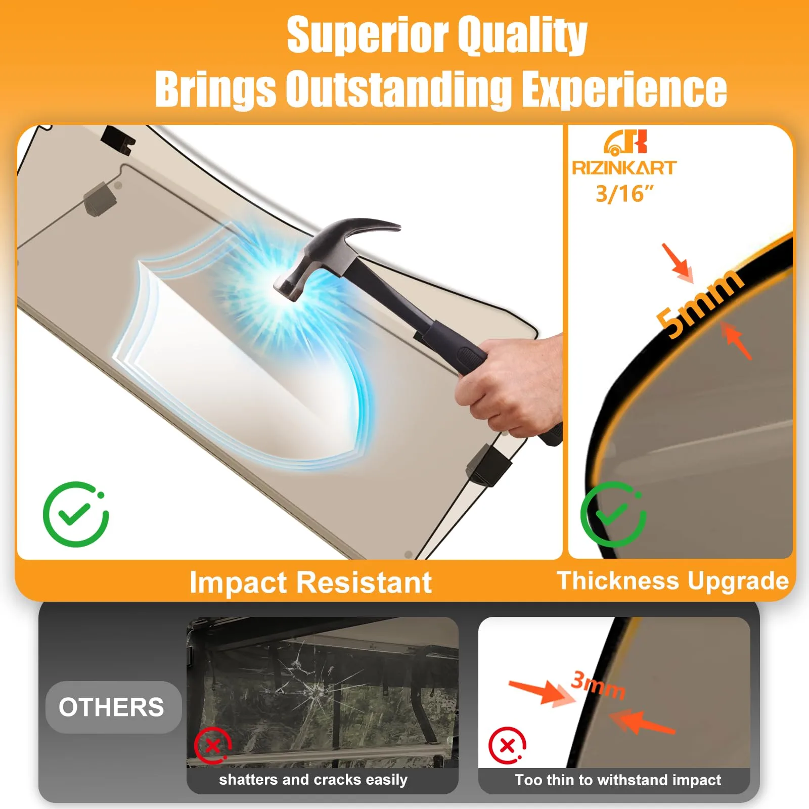 RIZINKART Tinted Windshield for Club Car Precedent, Tempo & Onward image 4