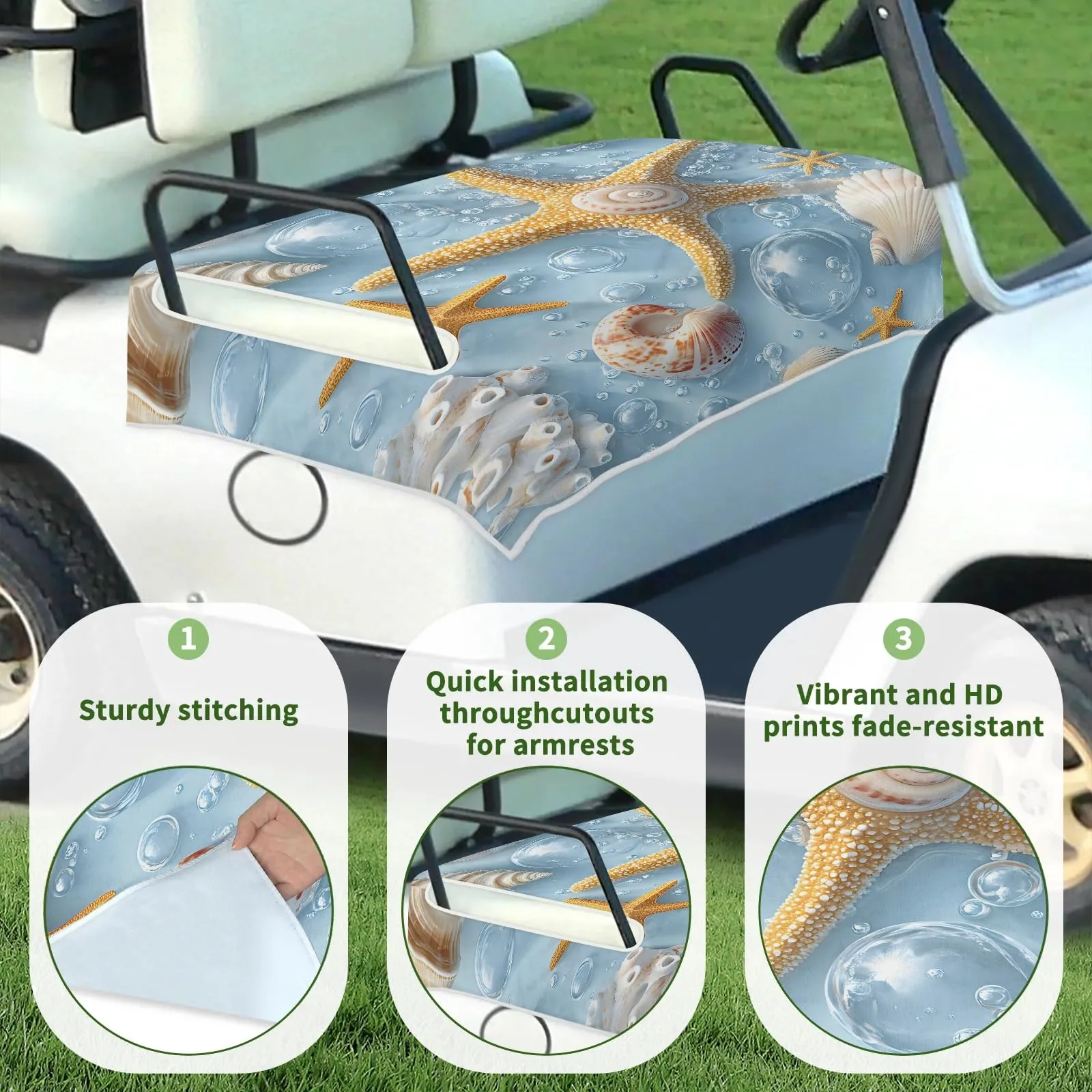 Tiveruda Golf Cart Seat Cover for Double Seats image 3