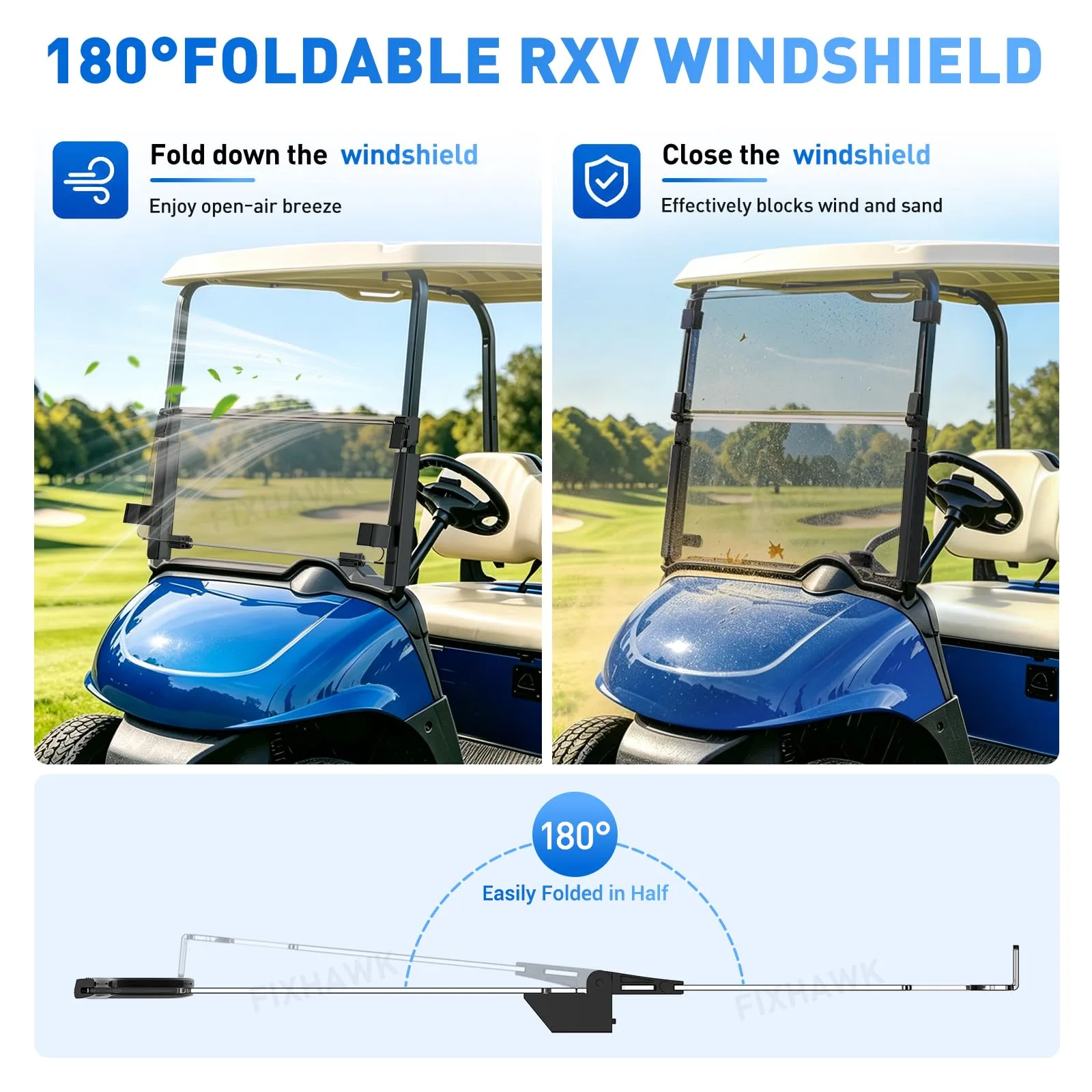 FIXHAWK FK-0106 Tinted Windshield for E-Z-GO RXV image 4