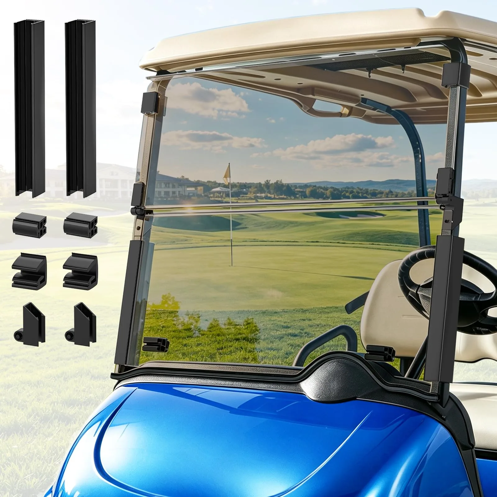 FIXHAWK FK-0106 Tinted Windshield for E-Z-GO RXV