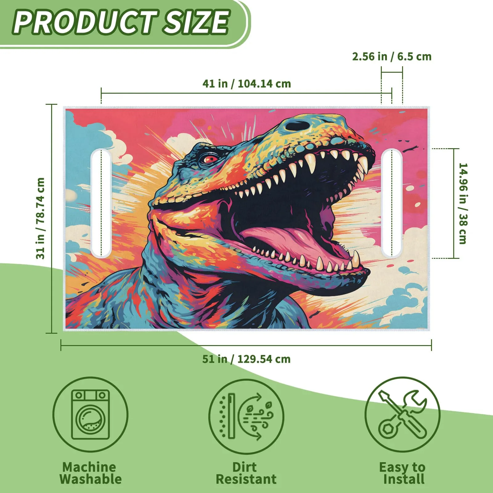 Tiveruda Dinosaur Golf Cart Seat Cover, 51 x 31 in image 2