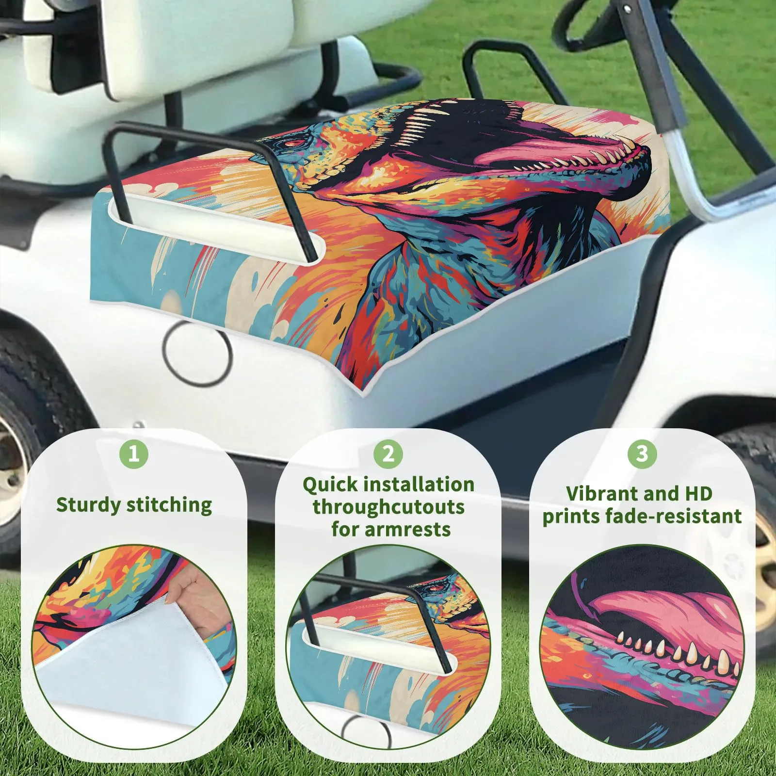 Tiveruda Dinosaur Golf Cart Seat Cover, 51 x 31 in image 3