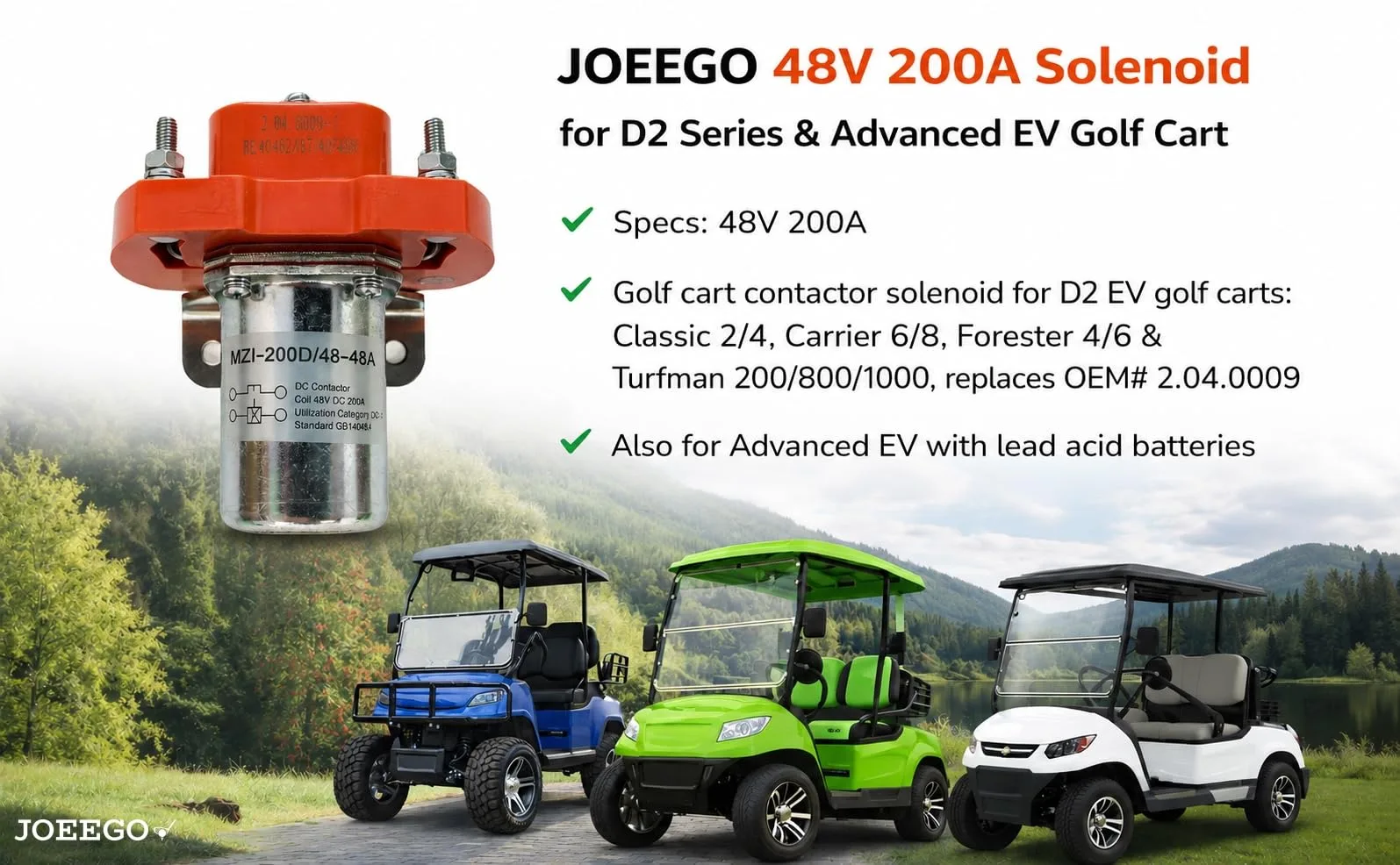 JOEEGO 48V 200A Solenoid for Advanced EV Golf Carts image 4