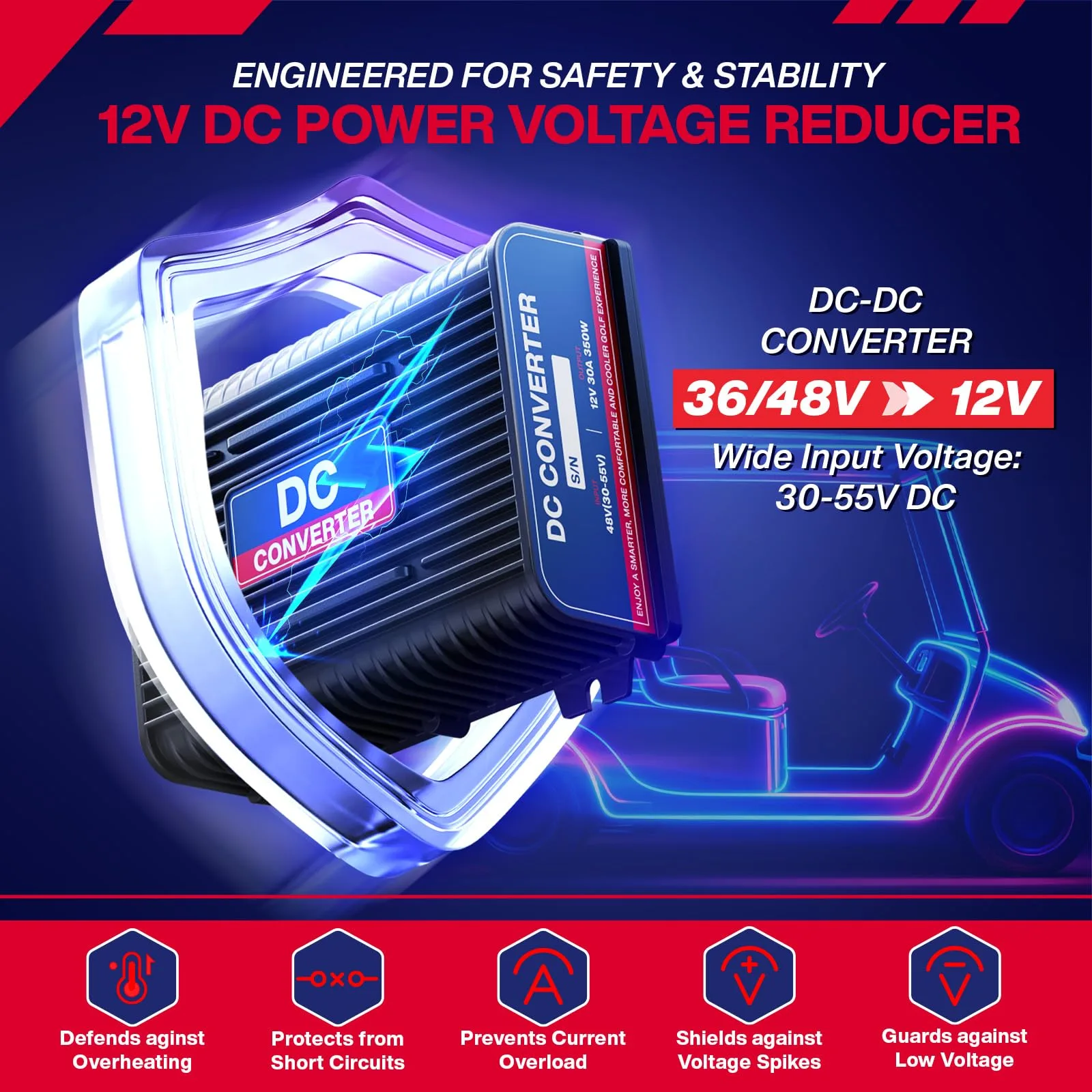 SUPGCPER 36V/48V to 12V Golf Cart Voltage Reducer image 2