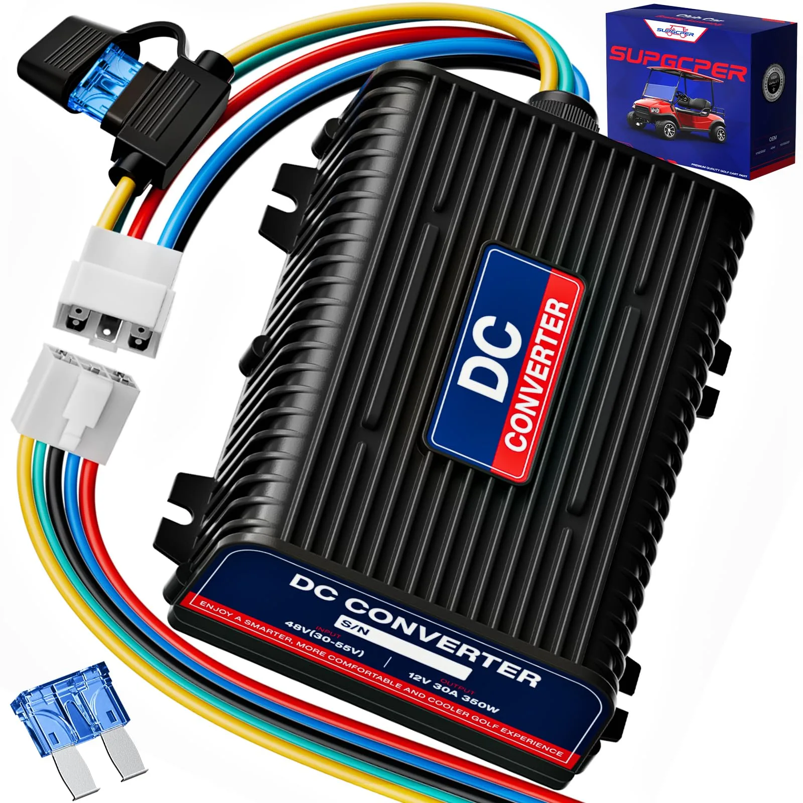 SUPGCPER 36V/48V to 12V Golf Cart Voltage Reducer