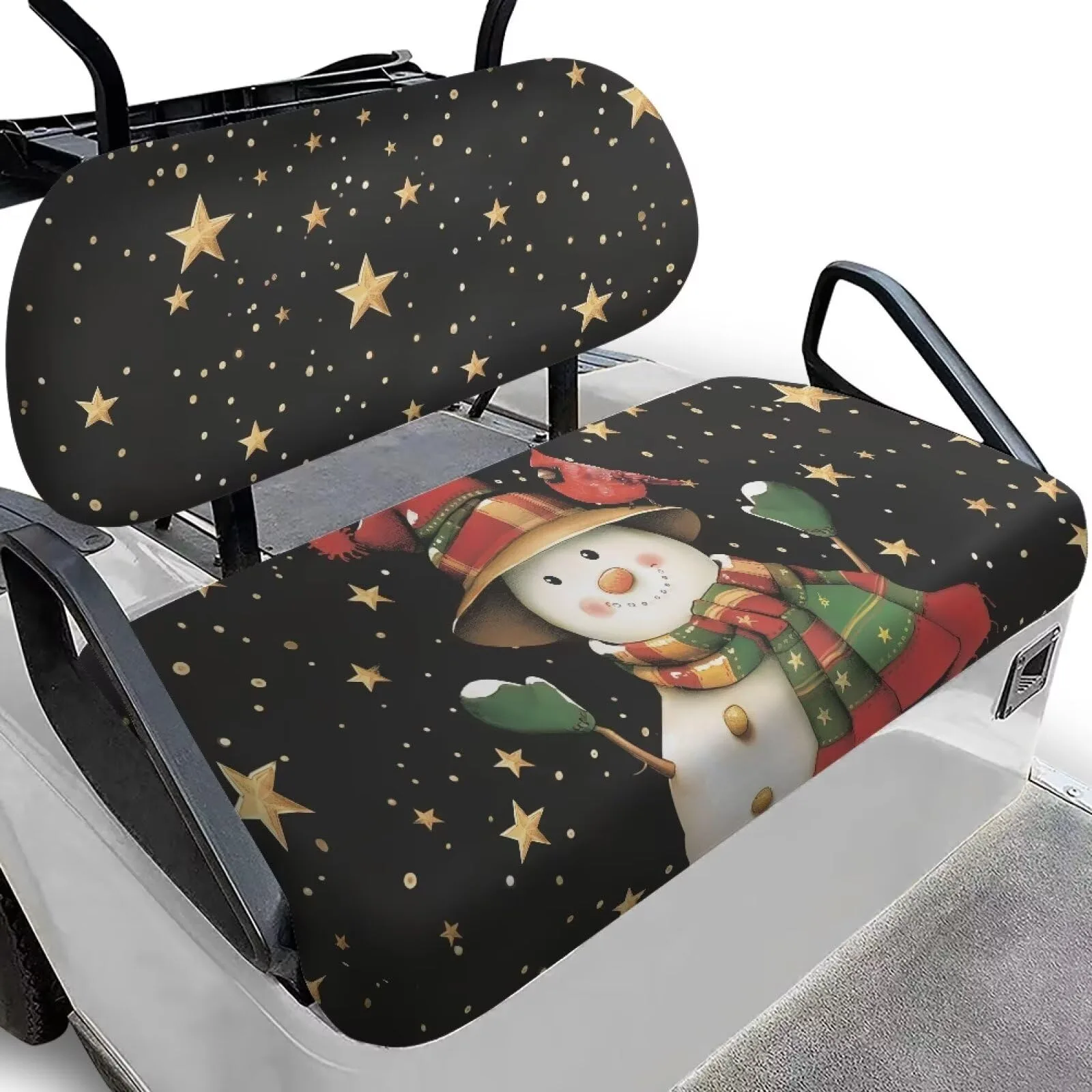 Quidrwyo Snowman Stars 2-Piece Golf Cart Seat Cover Set