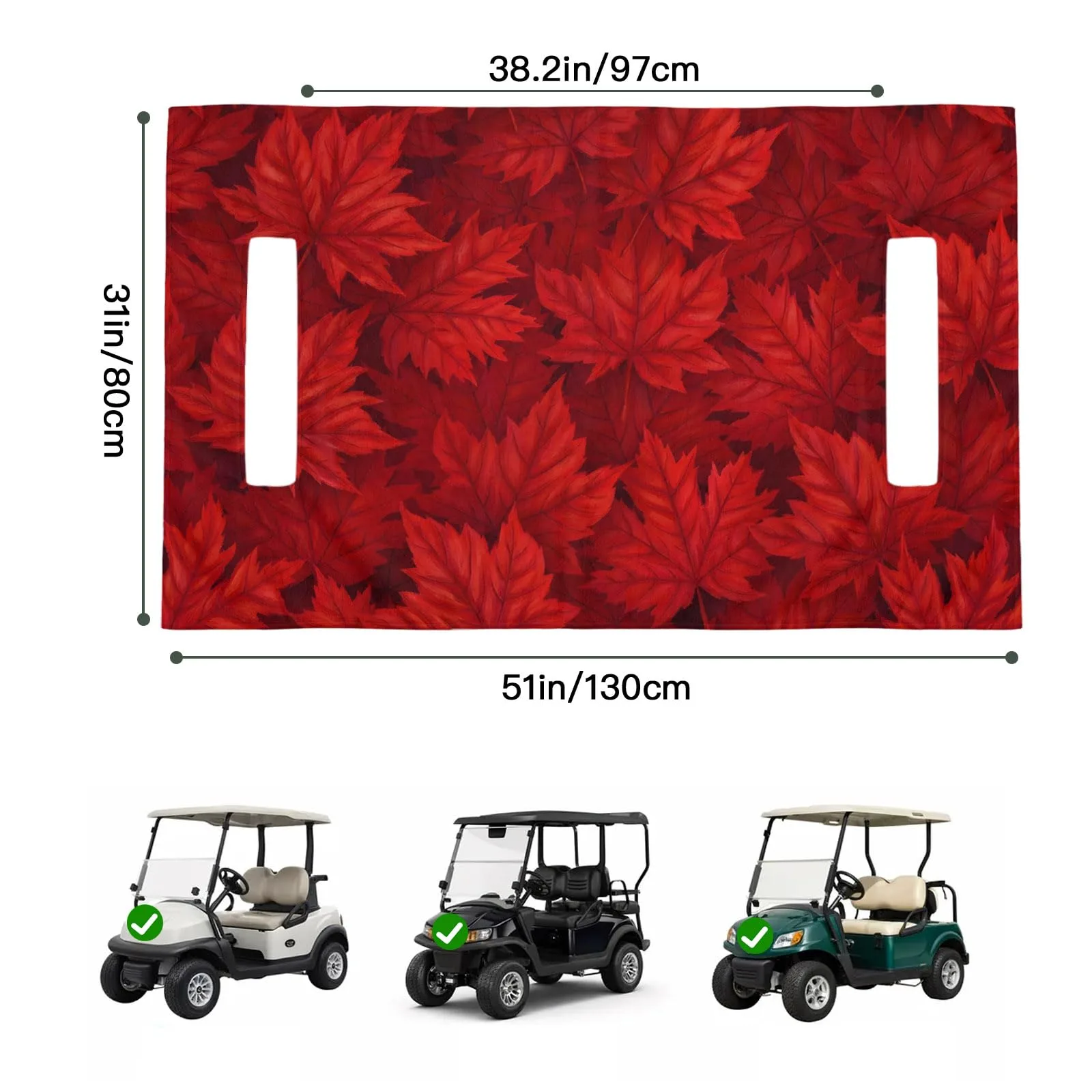 Trosturdspn 51" x 31" Red Maple Leaf Golf Cart Seat Towel Blanket image 2