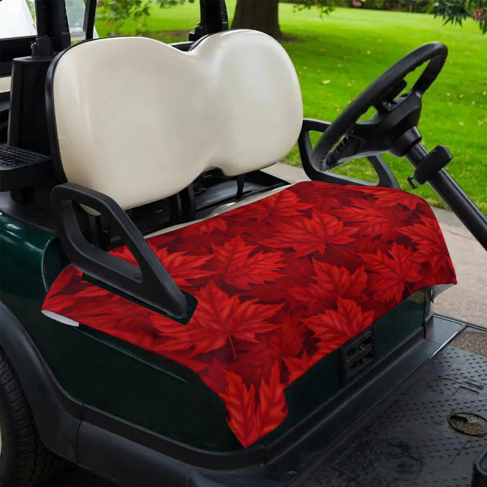 Trosturdspn 51" x 31" Red Maple Leaf Golf Cart Seat Towel Blanket