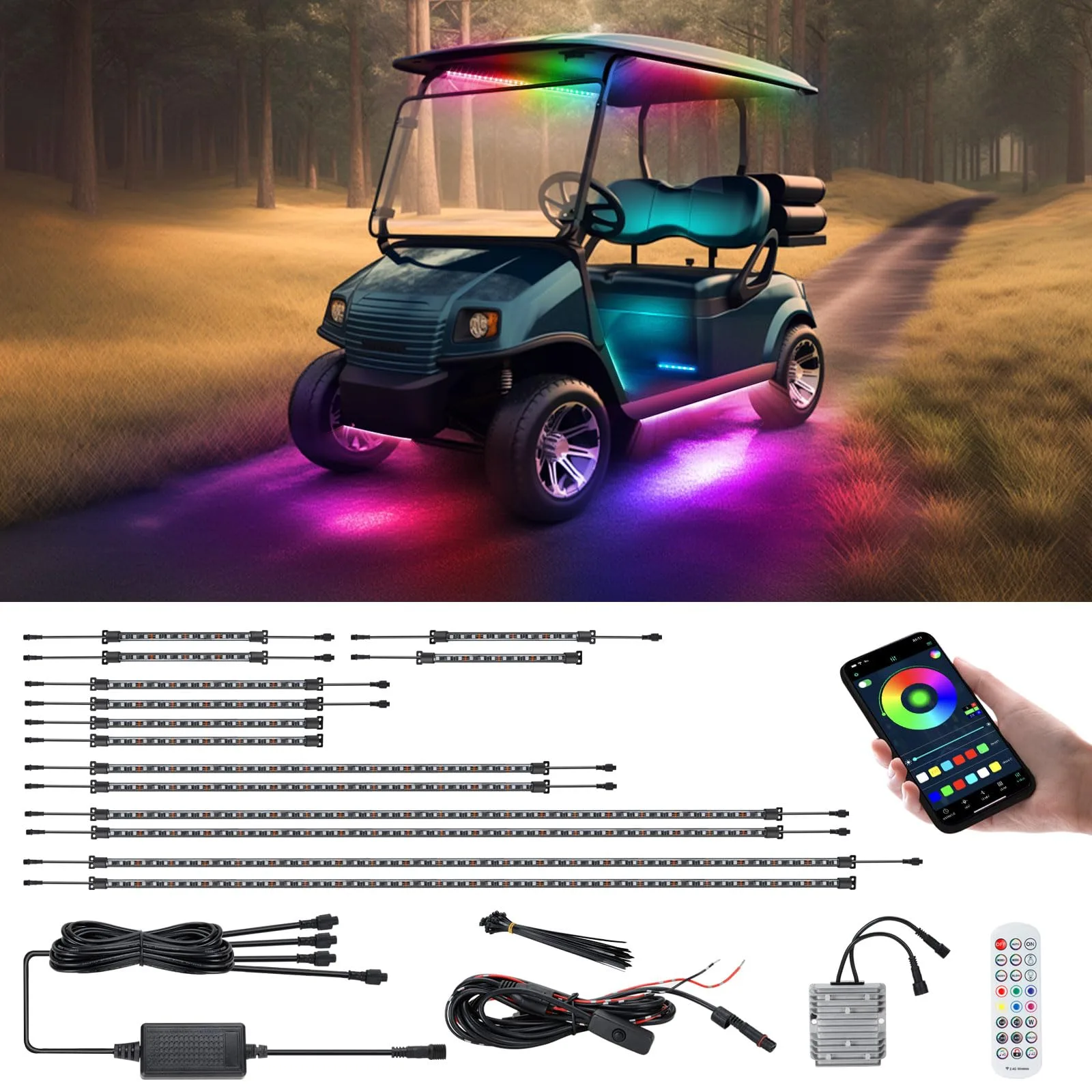 Roykaw Golf Cart LED Underglow Light Kit ROY-0441BK-01