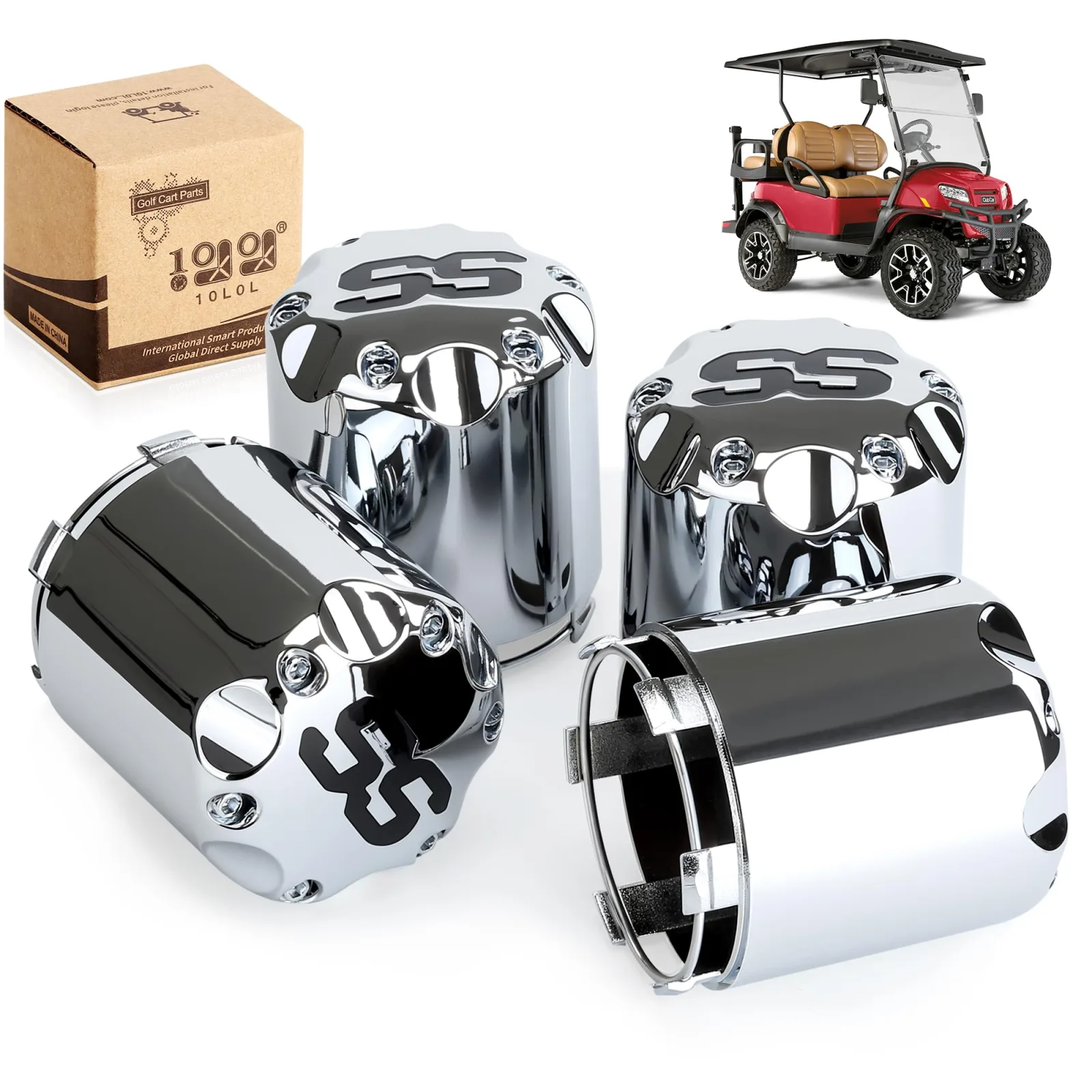 10L0L SS Golf Cart Wheel Center Caps for Modified Wheels