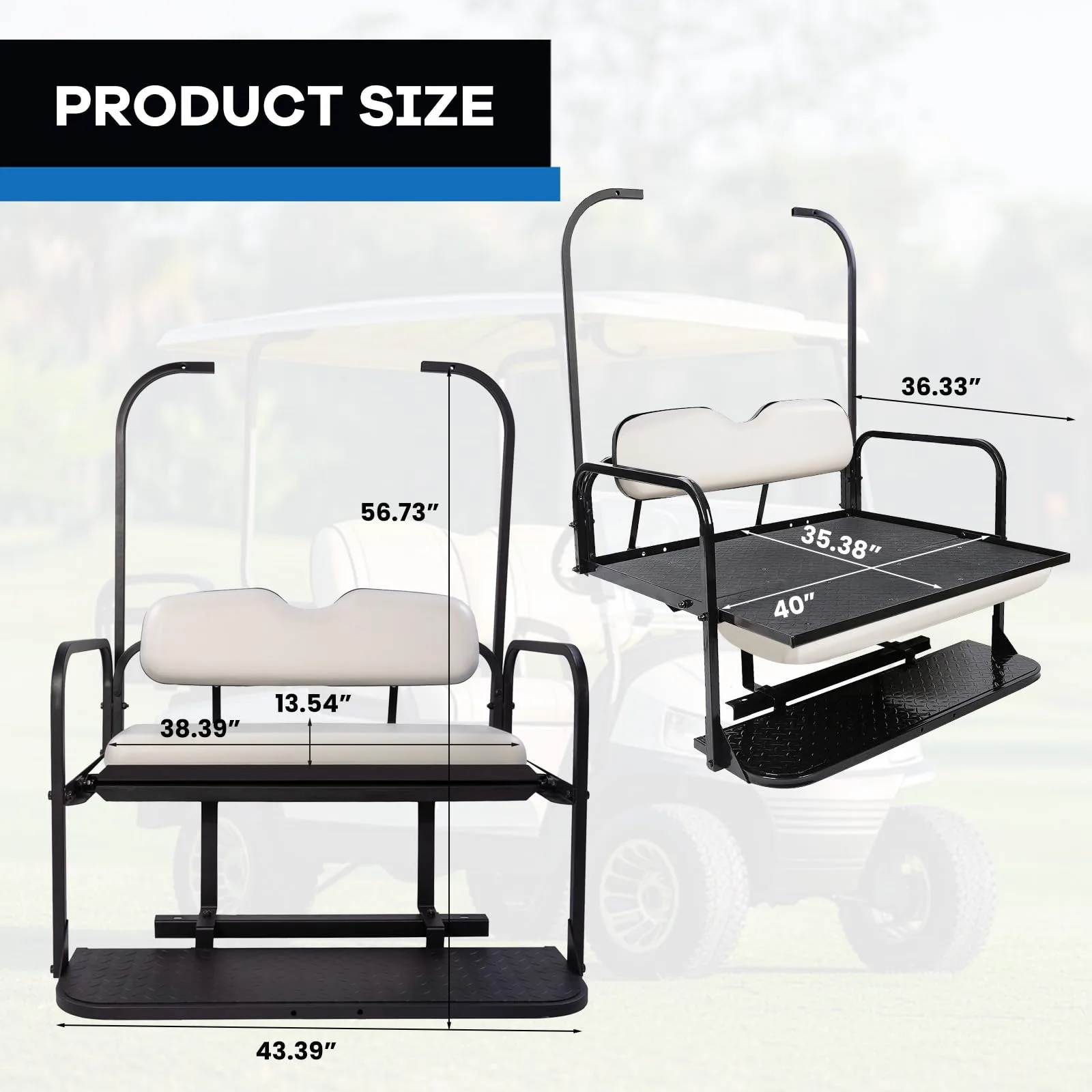 VPAHub White Rear Seat Kit for Club Car DS 1982-2000.5 image 3