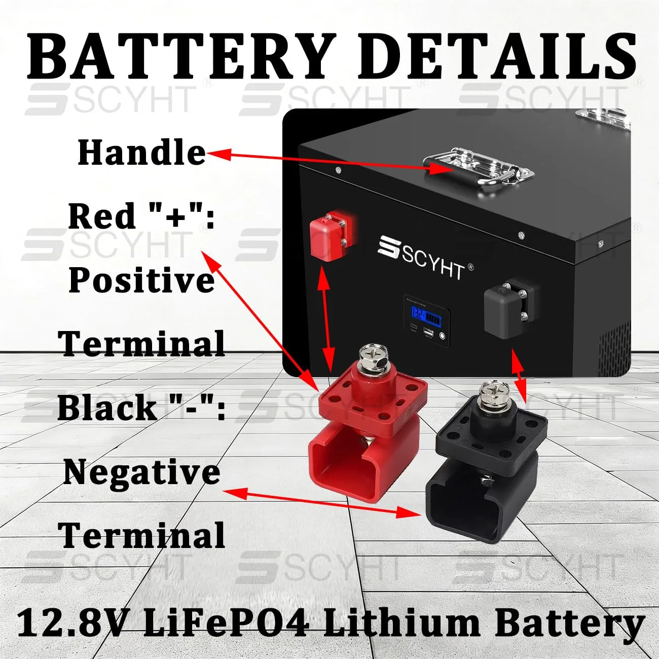 SSCYHT 12.8V 220Ah LiFePO4 Golf Cart Battery image 3
