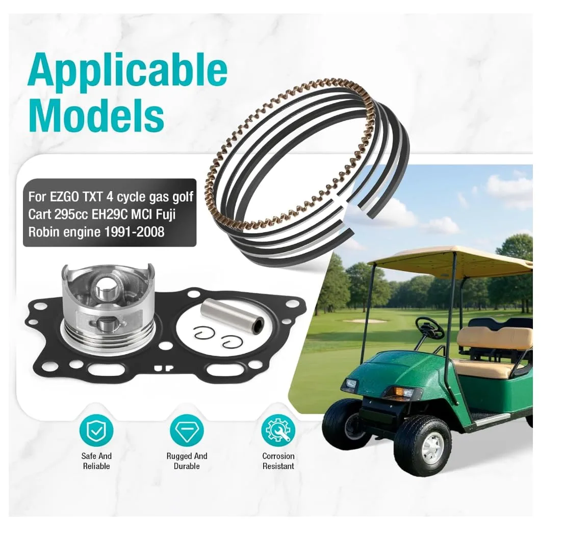 Piston Kit & Ring Set STD for E-Z-GO 295cc 4-Cycle (26607-G01) image 2