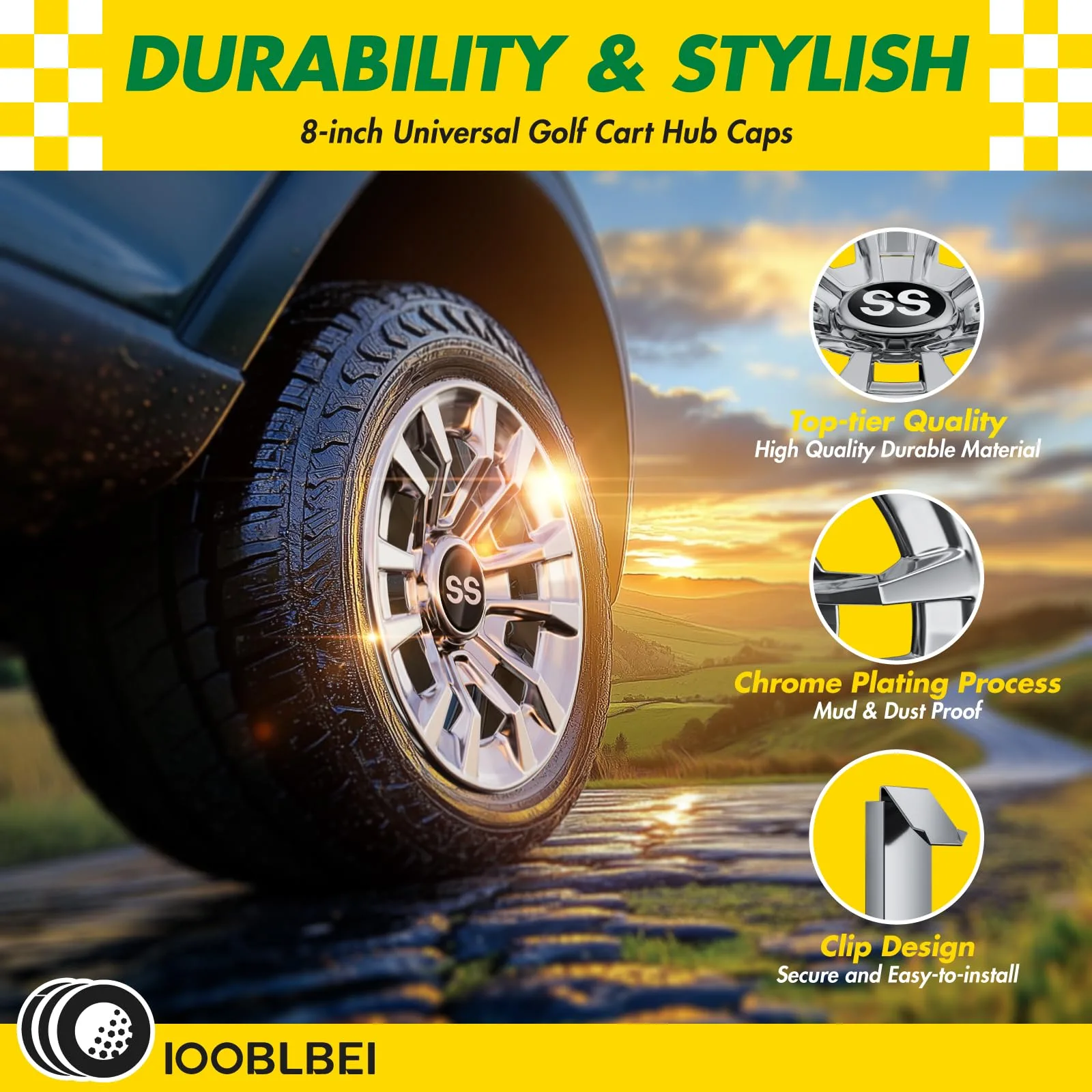 IOOBLBEI 8-Inch Golf Cart Hub Caps I5-YSLGG-04 image 2