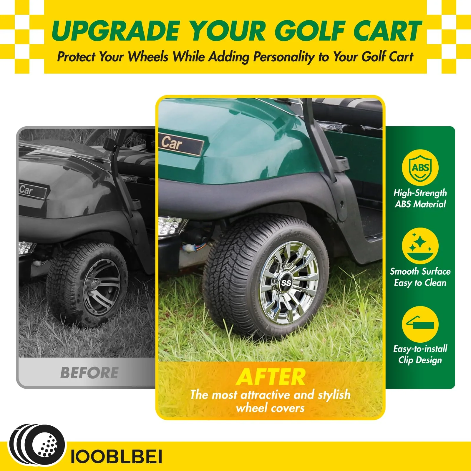 IOOBLBEI 8-Inch Golf Cart Hub Caps I5-YSLGG-04 image 3