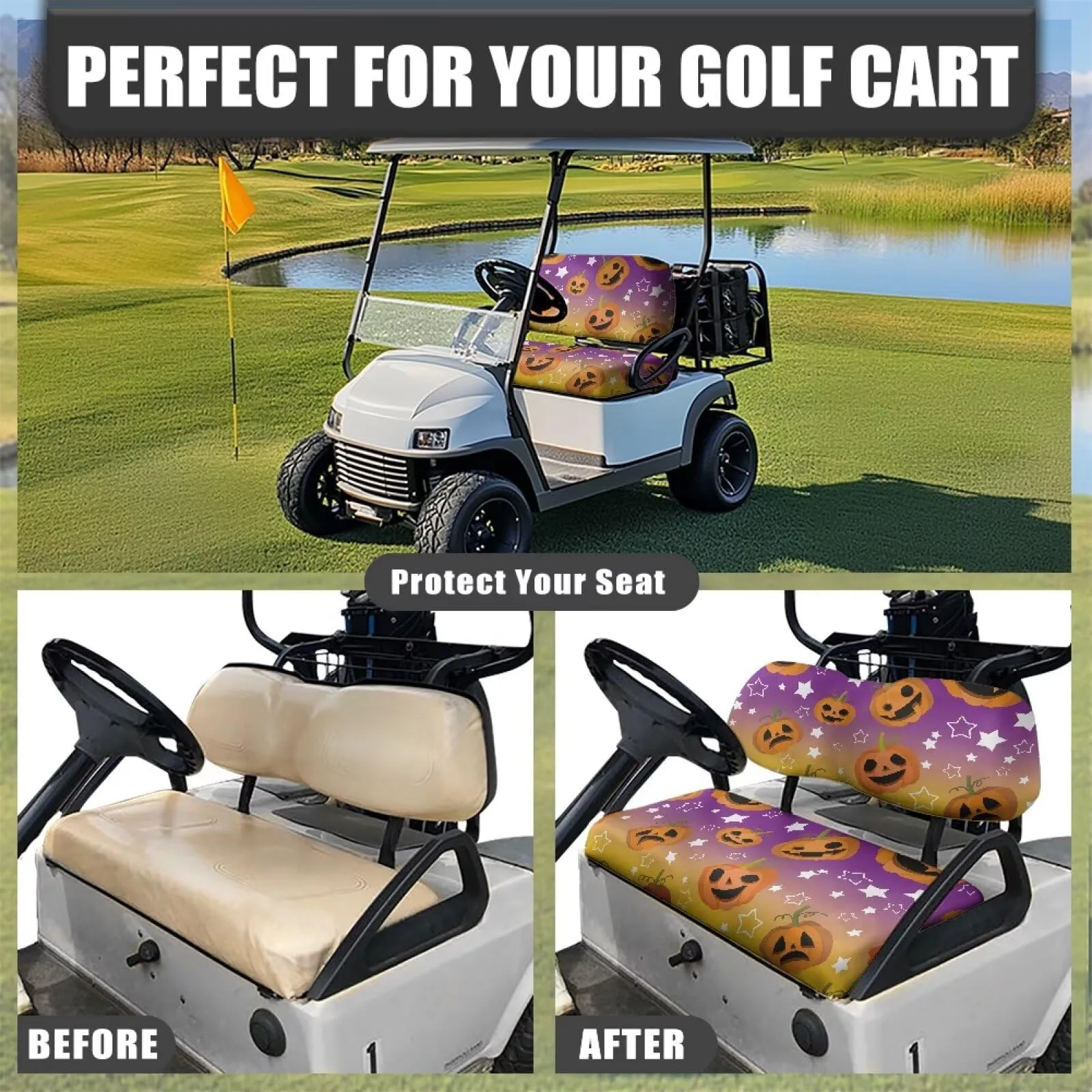 Quidrwyo Halloween Pumpkin Golf Cart Seat Covers image 4