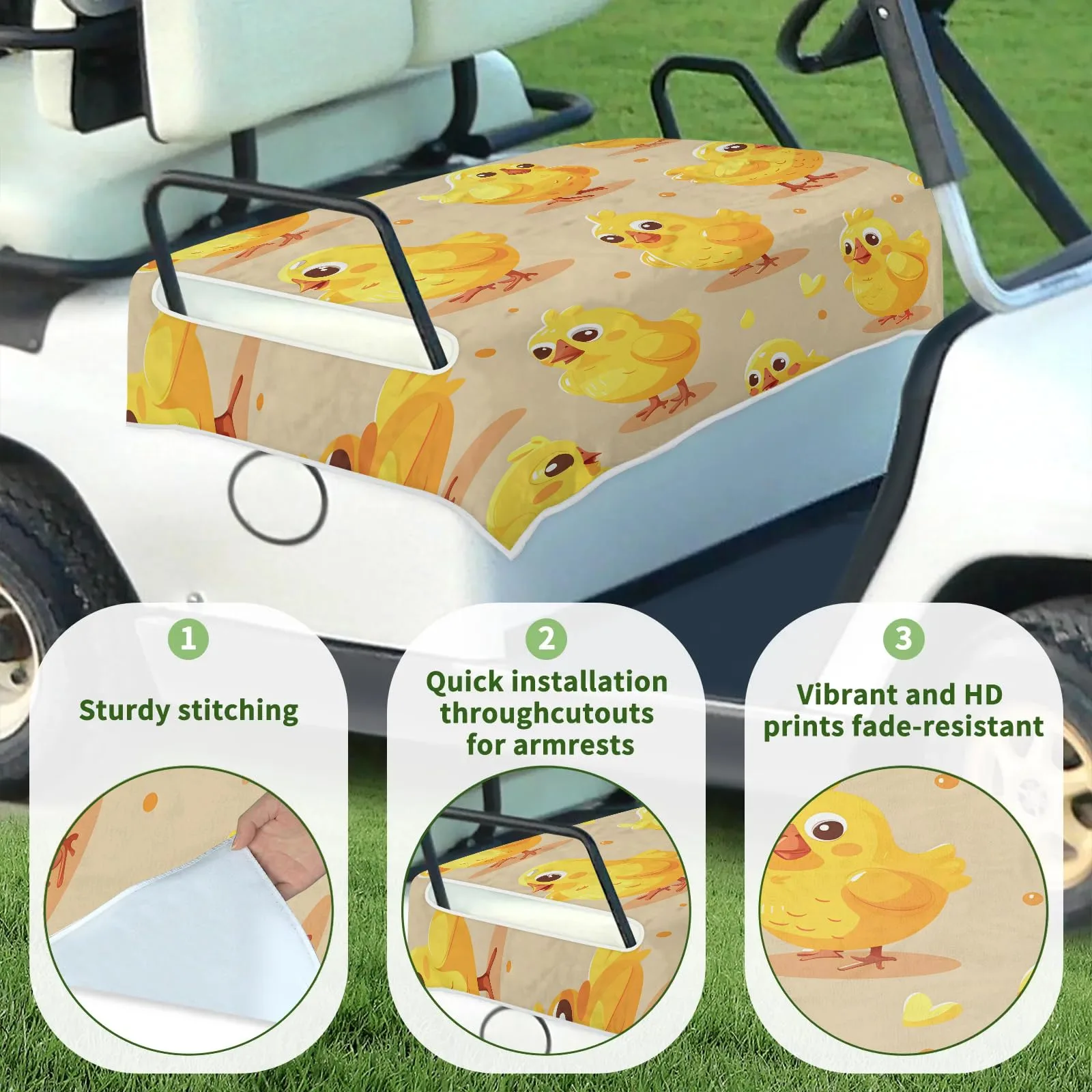 Tiveruda Yellow Chicken Golf Cart Seat Cover, 51 x 31 in image 3