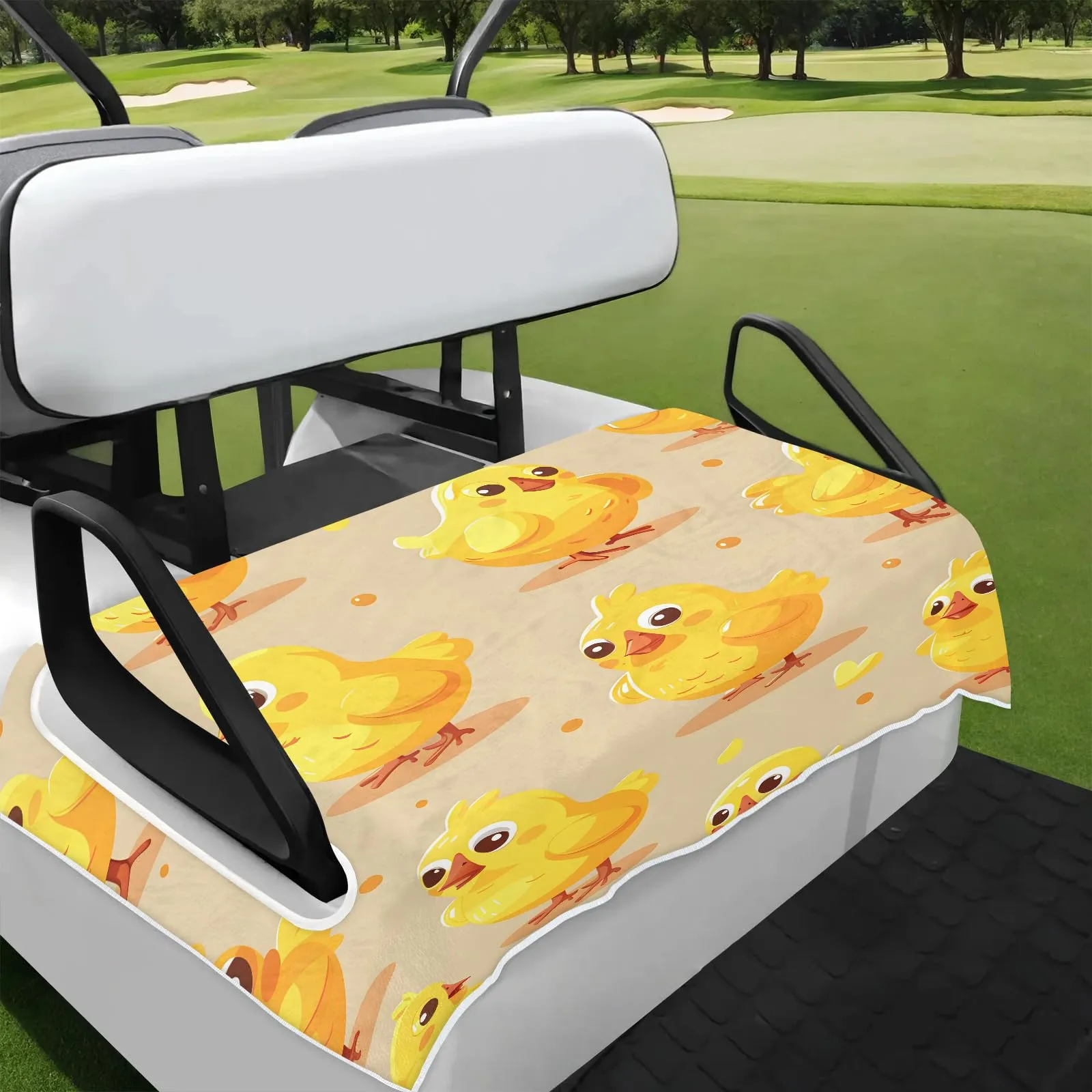 Tiveruda Yellow Chicken Golf Cart Seat Cover, 51 x 31 in