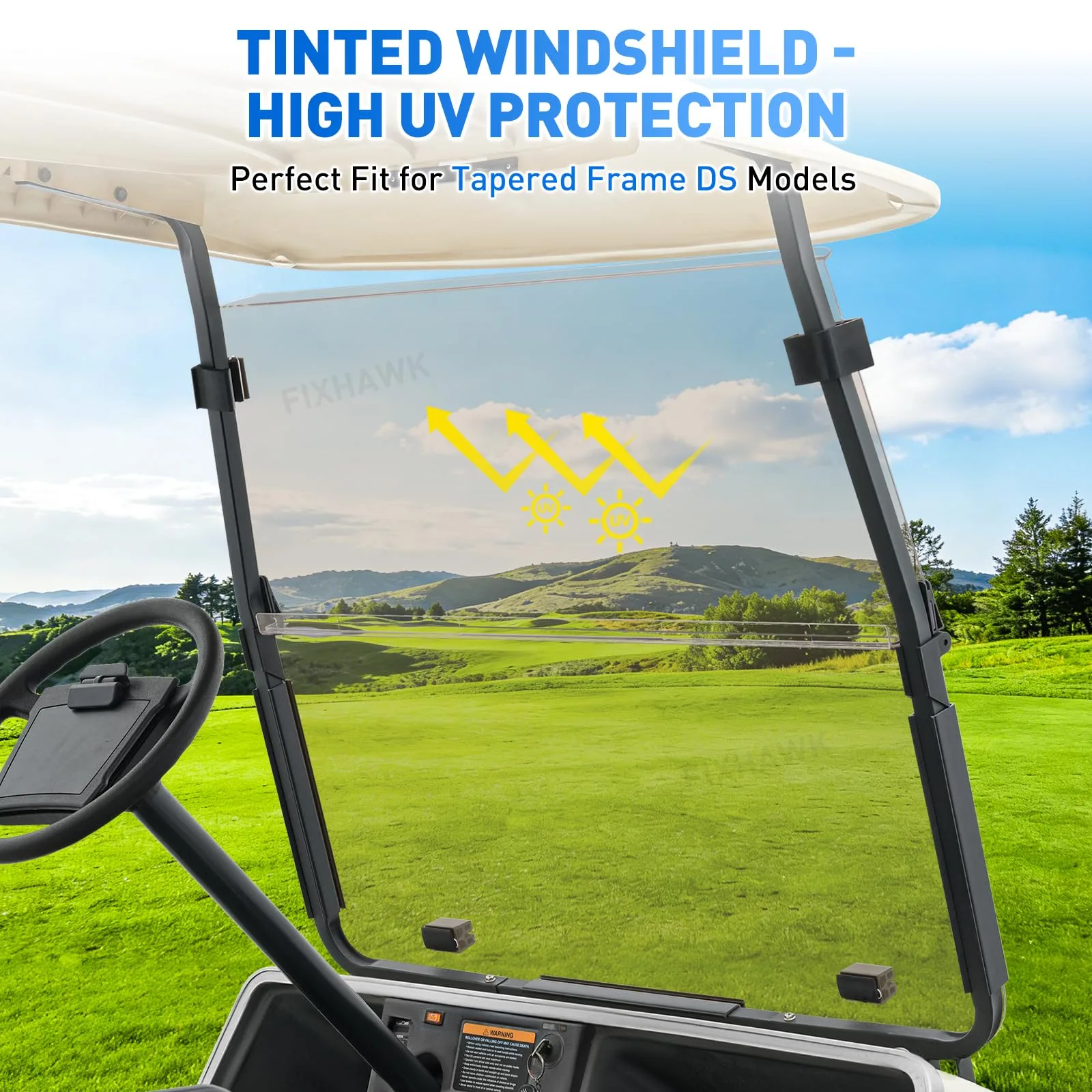 FIXHAWK Tinted Folding Windshield for Club Car DS image 2