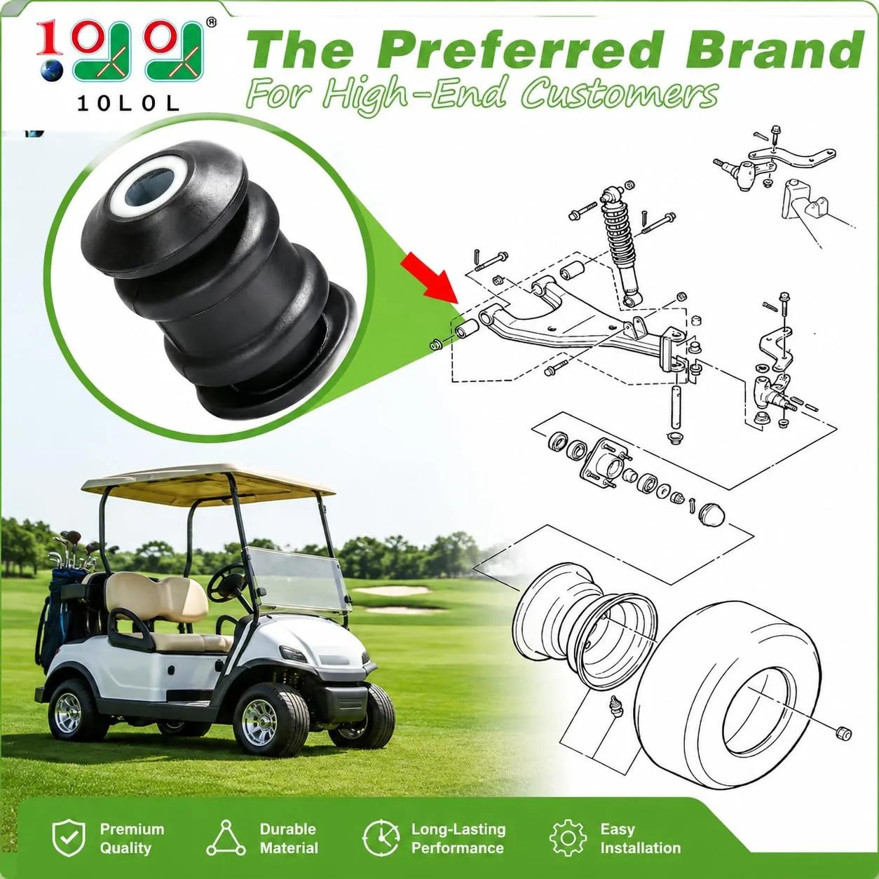 10L0L Front Lower Control Arm Bushing for 1995–2004 Yamaha (JN6-F3526-00) image 2