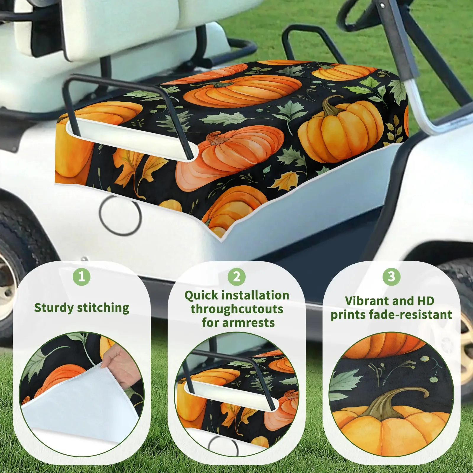 Tiveruda Halloween Pumpkin Golf Cart Seat Cover 51 x 31 in image 3