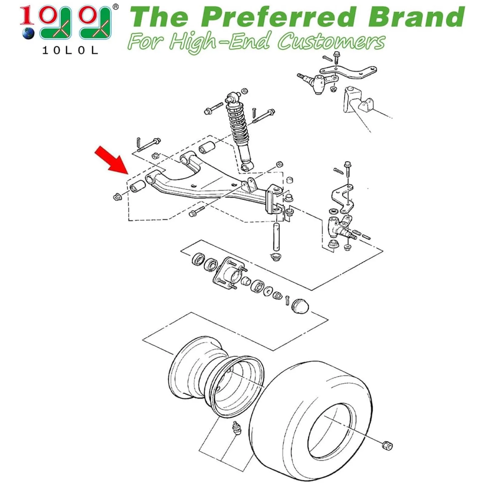 10L0L Front Control Arm Bushing for Yamaha G2-G21 image 2