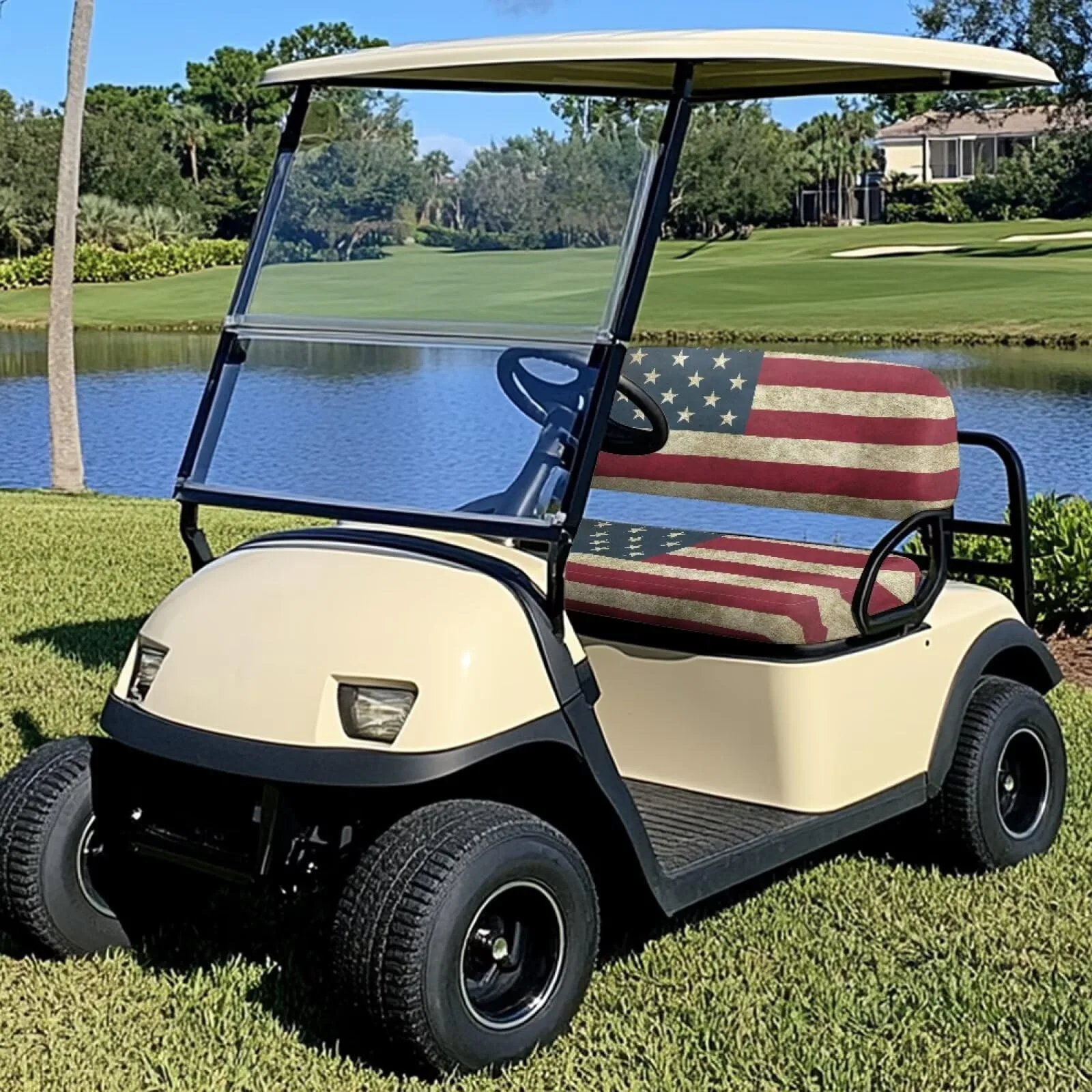 Yewattles Retro American Flag Golf Cart Seat Covers image 3