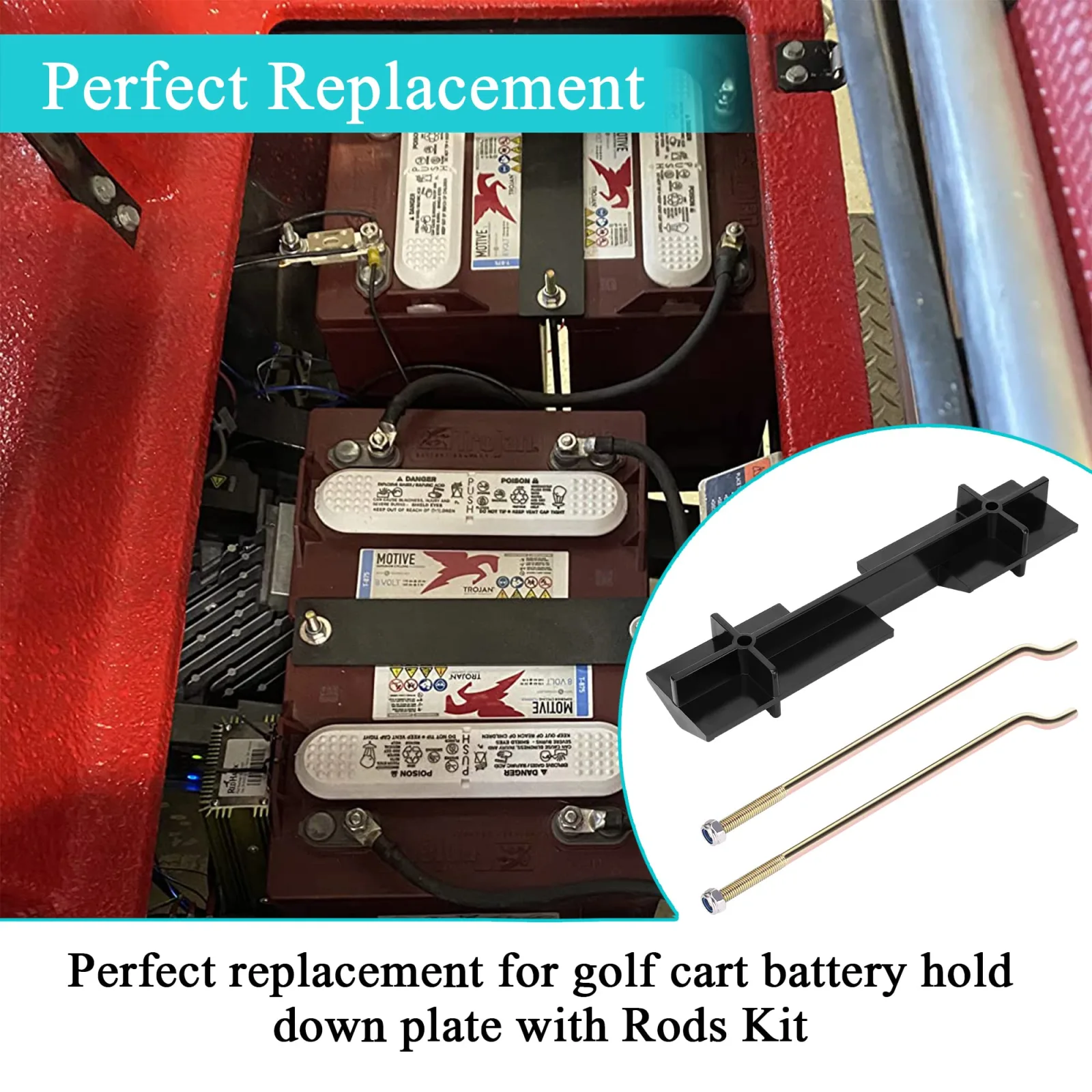 E-Z-GO Battery Hold-Down Plate Kit 70045G01 / 01101-G01 image 3