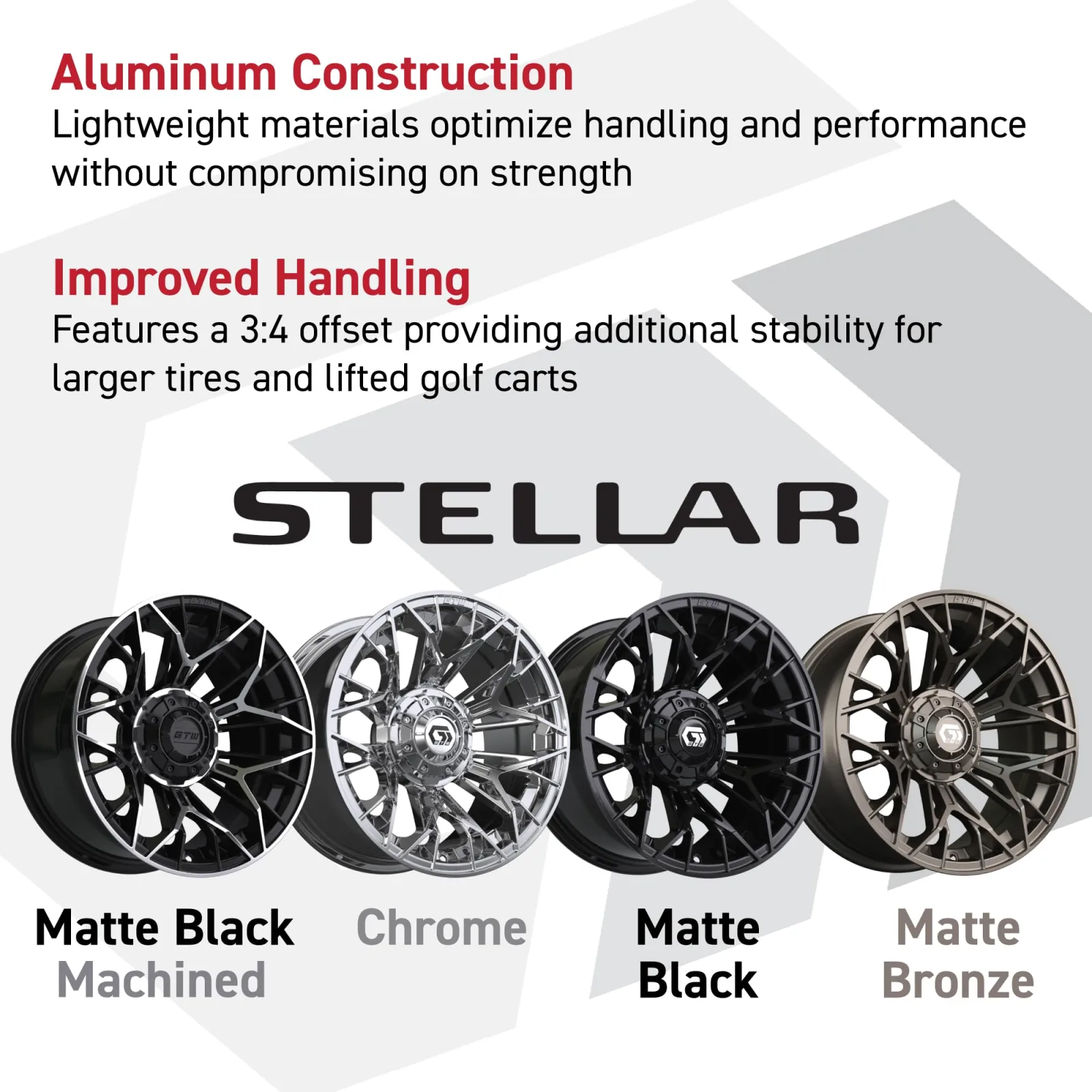 GTW Stellar 14-Inch Chrome Golf Cart Wheel Set image 2
