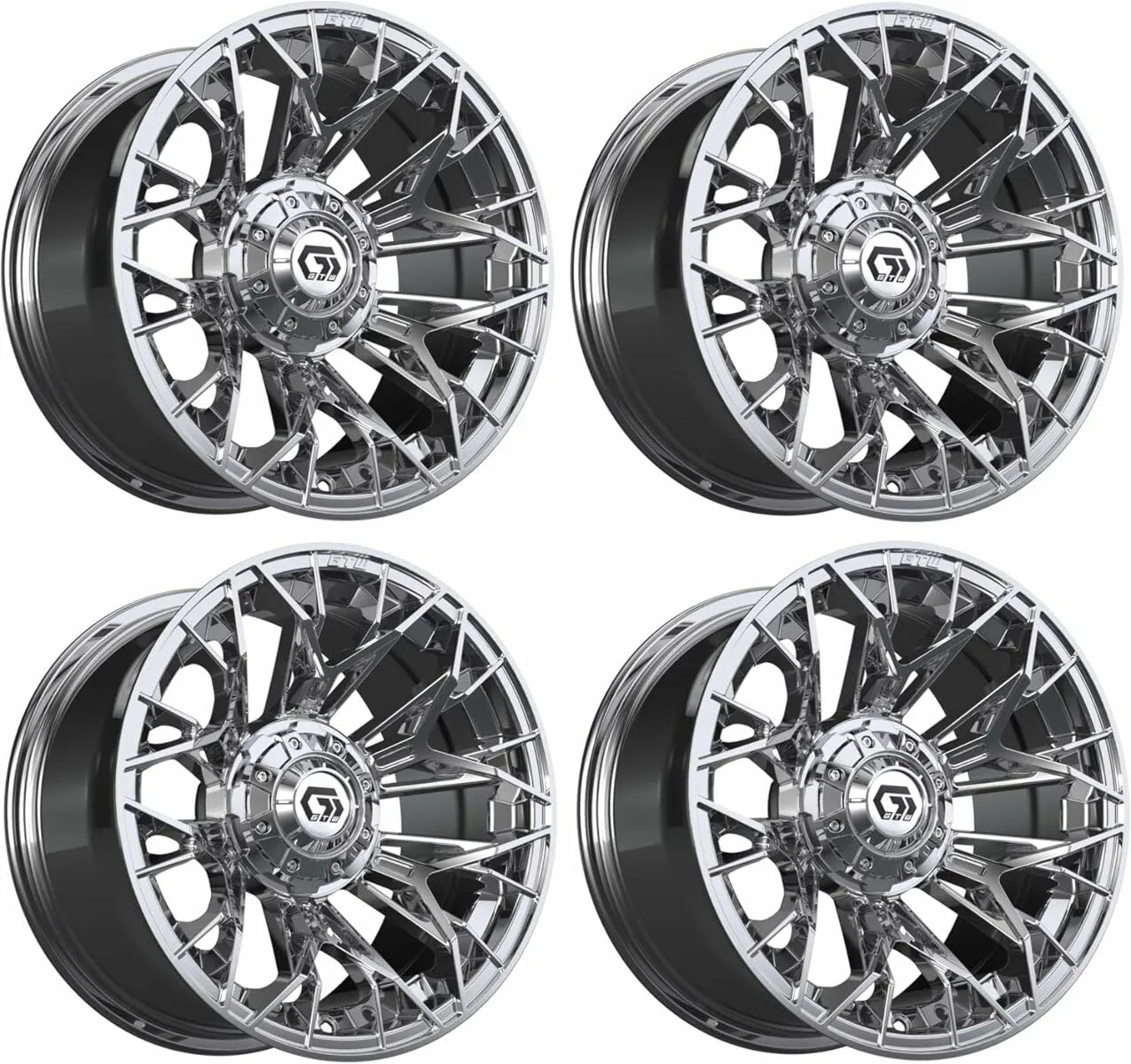 GTW Stellar 14-Inch Chrome Golf Cart Wheel Set