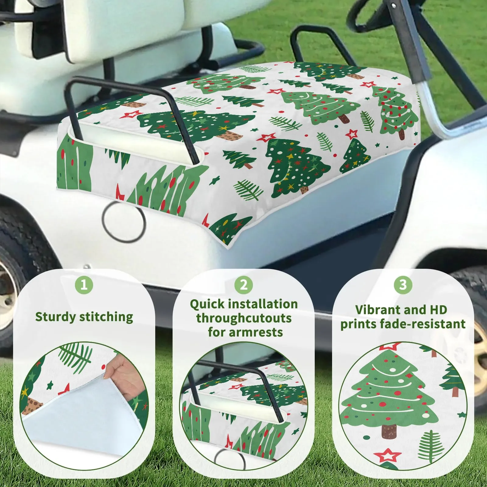 Tiveruda Christmas Tree Golf Cart Seat Cover, 51 x 31 in image 3
