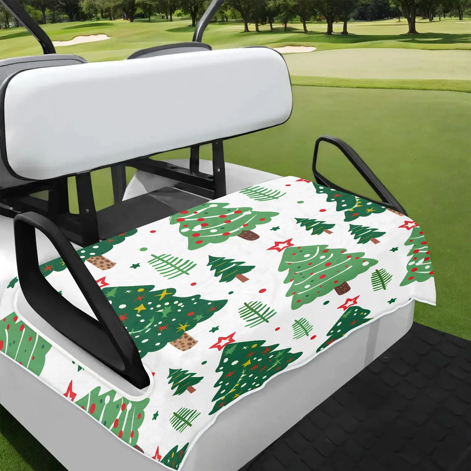 Tiveruda Christmas Tree Golf Cart Seat Cover, 51 x 31 in