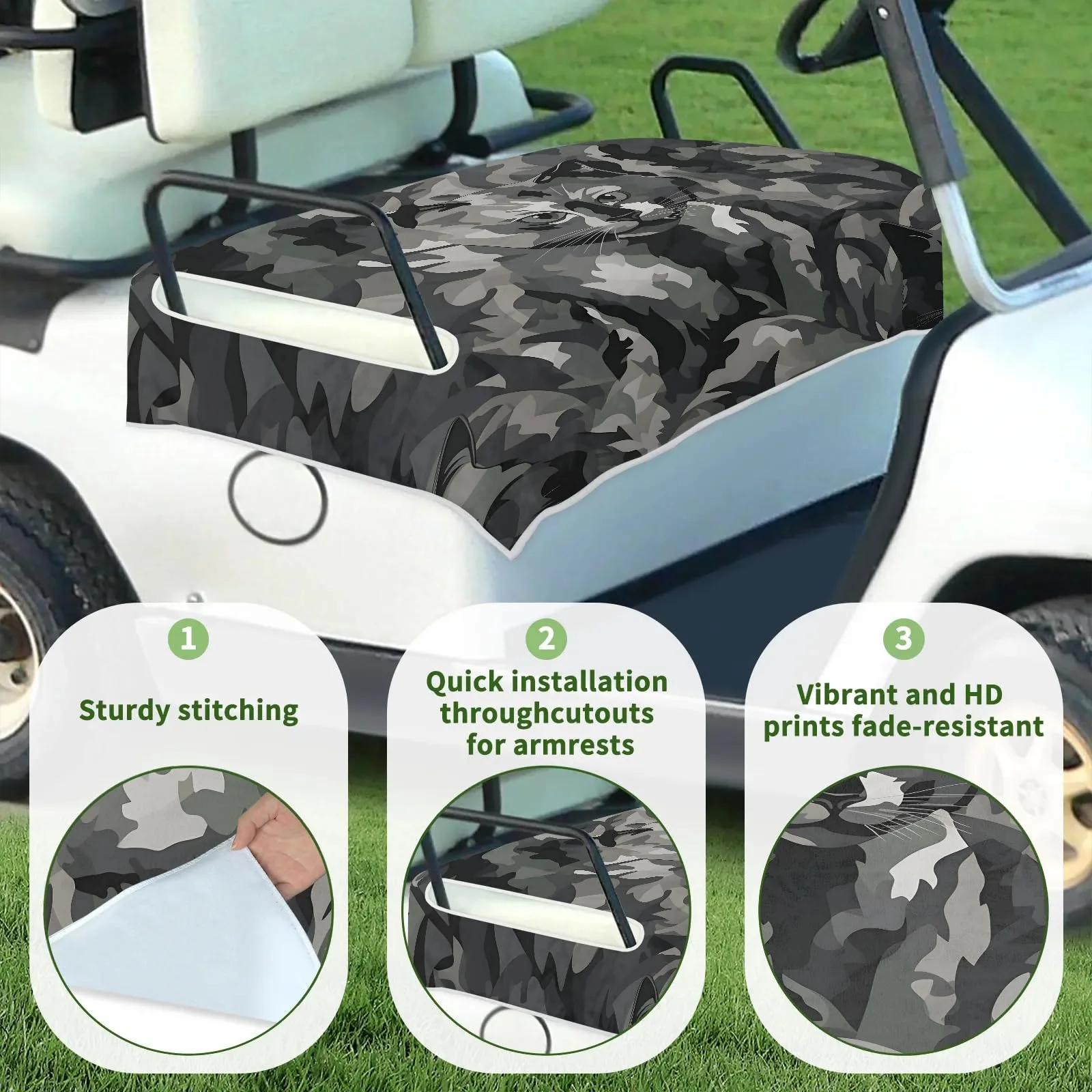 Tiveruda Camouflage Golf Cart Seat Cover, 51 x 31 in image 3